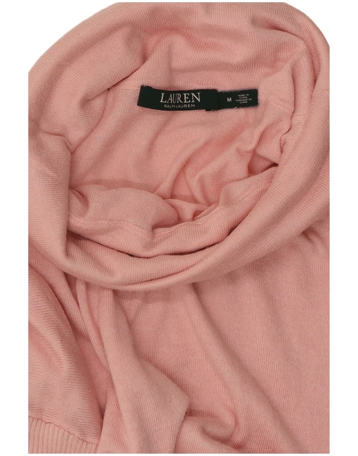 Ralph Lauren Womens Roll Neck Jumper Sweater UK 14 Medium Pink Synthetic Size XL / US 12-14 / IT 48-50 - 3 Thumbnail