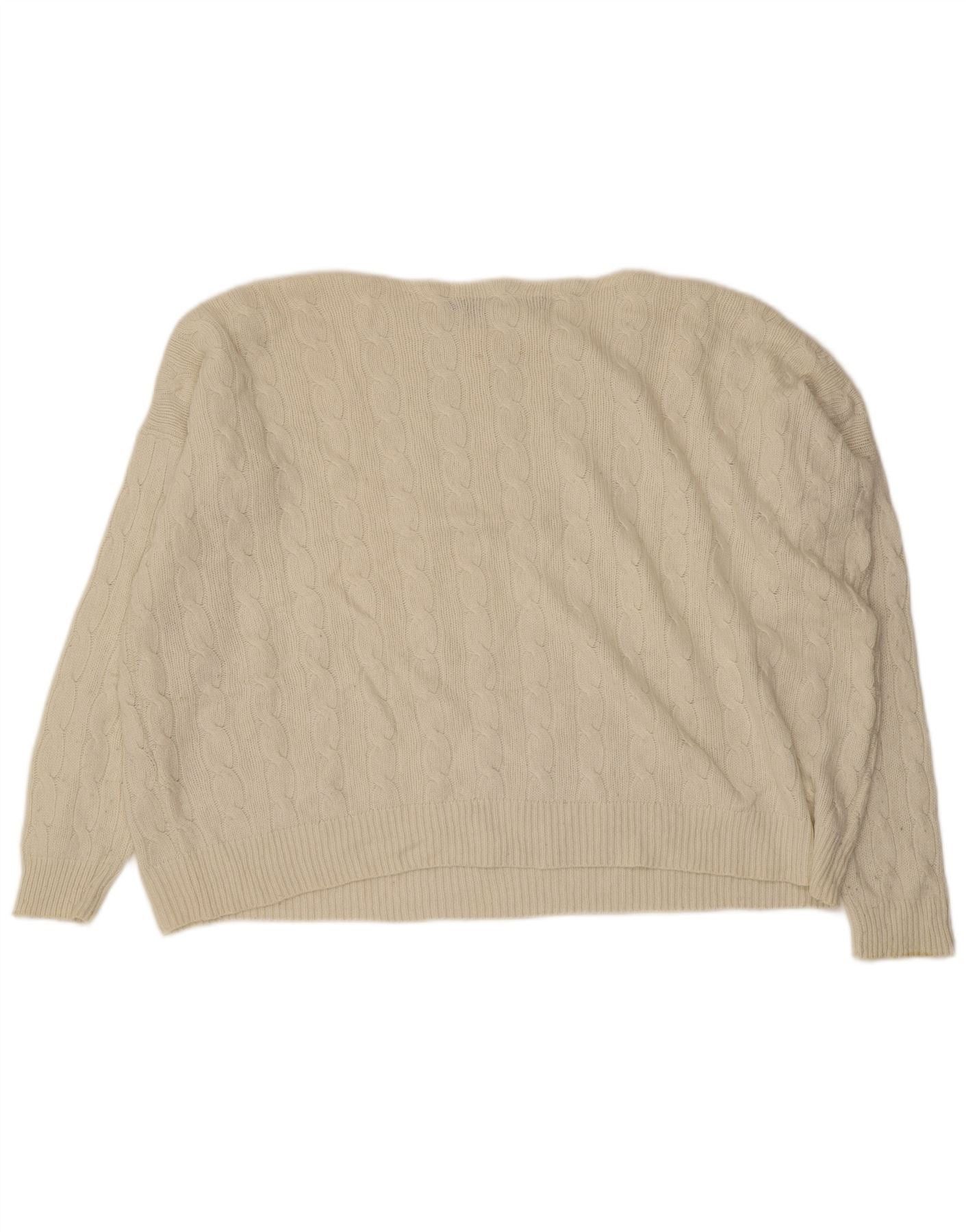 Ralph Lauren Womens Boat Neck Jumper Sweater UK 16 Large Off White Size XXL / US 16-18 / IT 52-54 - 2 Thumbnail
