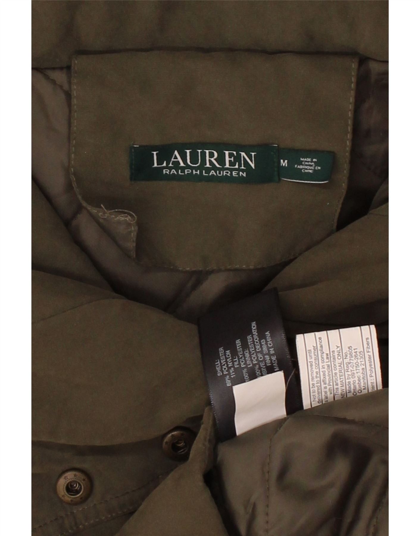Ralph Lauren Womens Hooded Padded Jacket UK 14 Medium Khaki Polyester Size M / US 6-8 / IT 42-44 - 3 Thumbnail