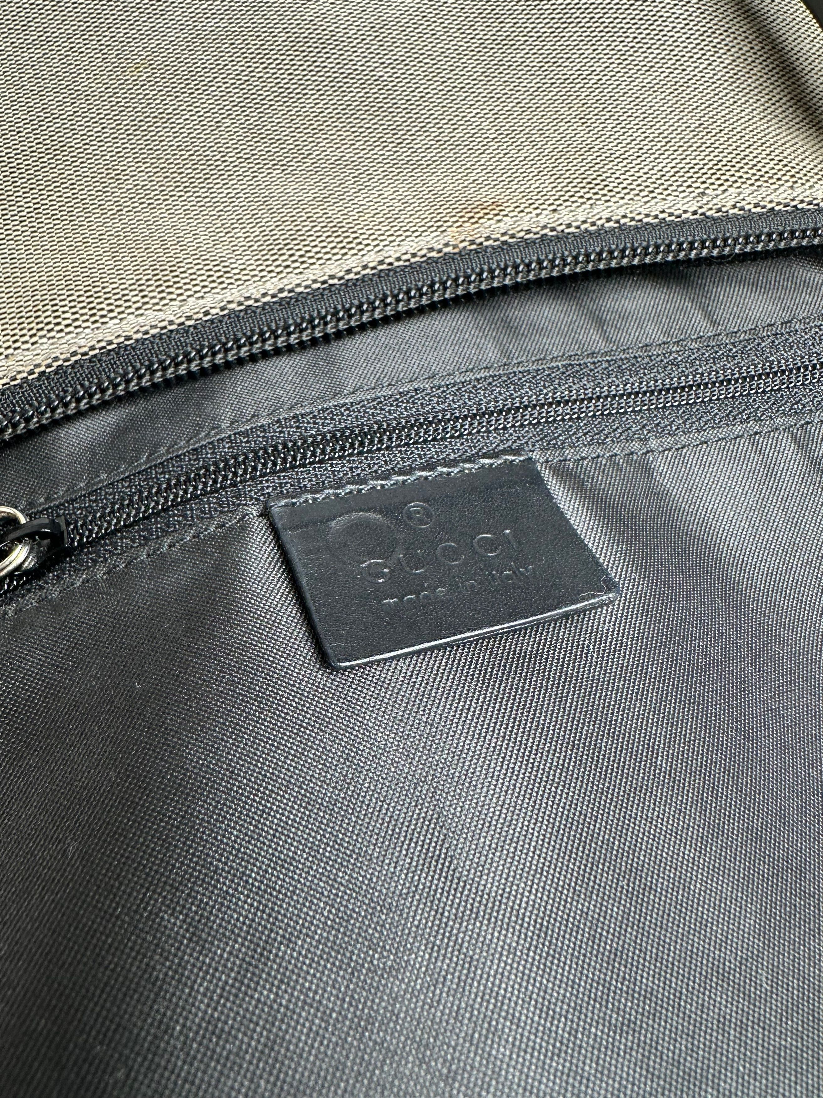 Gucci Vintage Bamboo Top Handle Canvas Handbag Grey Black Size ONE SIZE - 4 Thumbnail