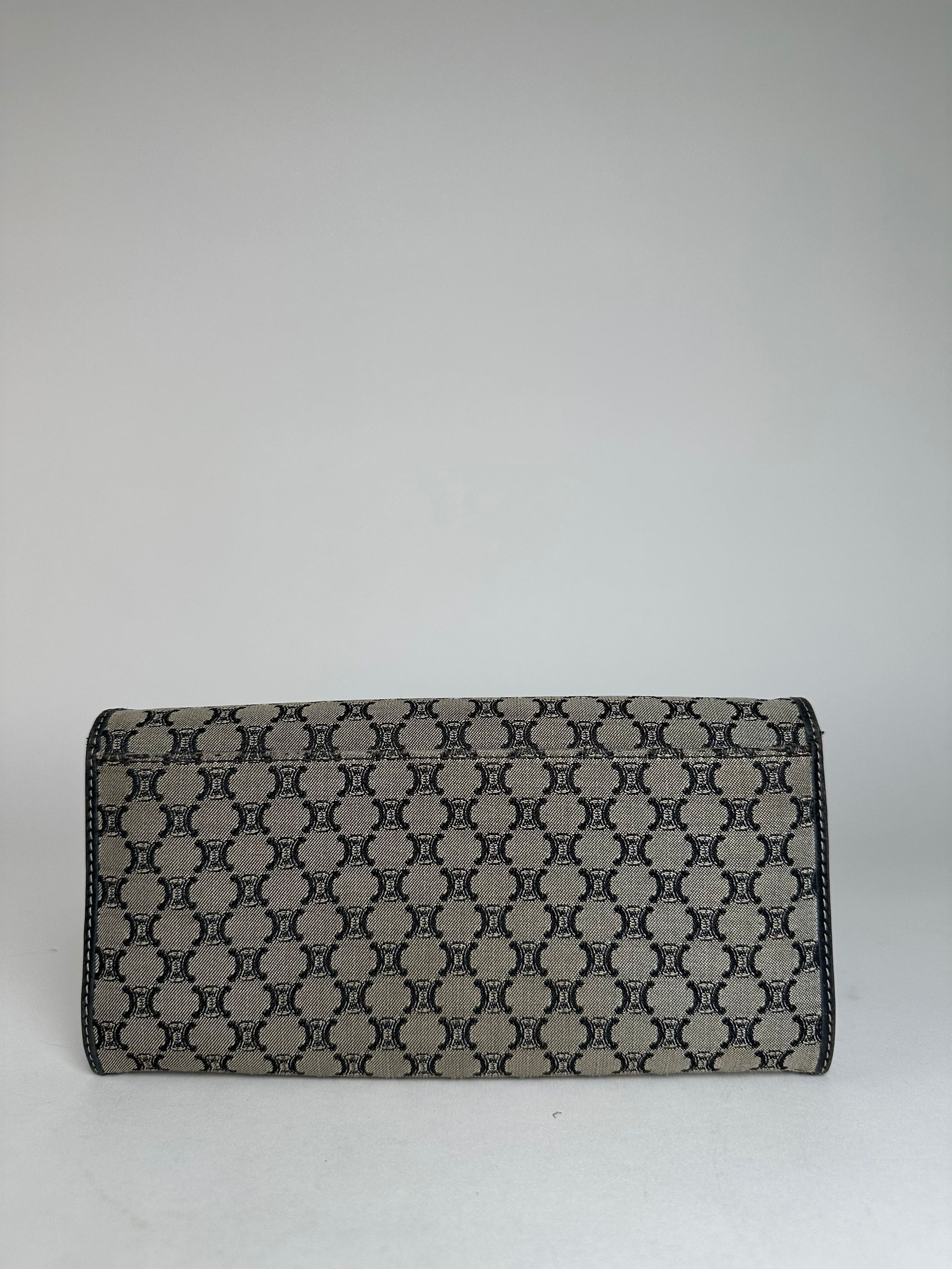 Celine Vintage Paris Triomphe Monogram Long Wallet Grey Black Size ONE SIZE - 2 Thumbnail