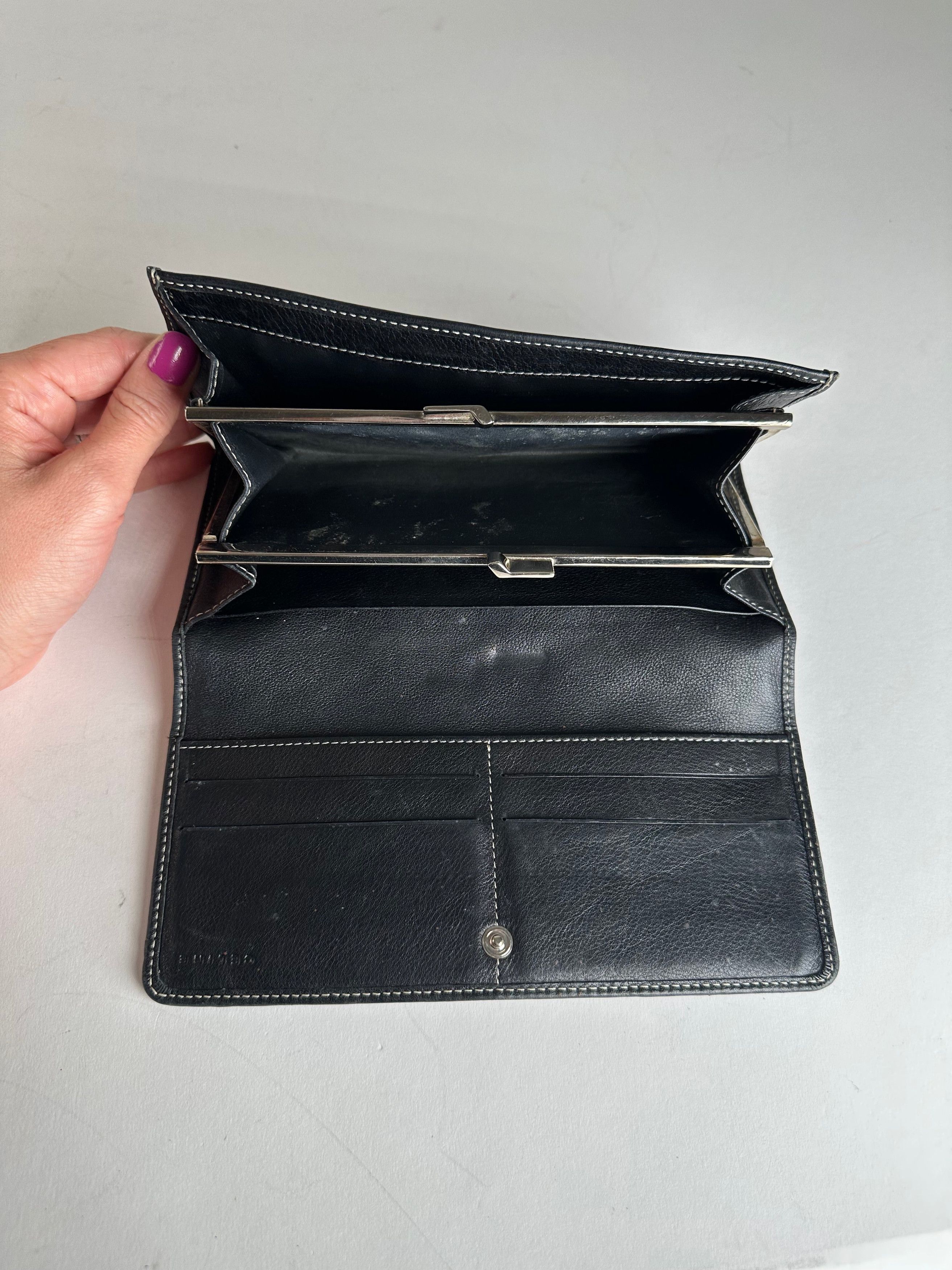 Celine Vintage Paris Triomphe Monogram Long Wallet Grey Black Size ONE SIZE - 5 Thumbnail