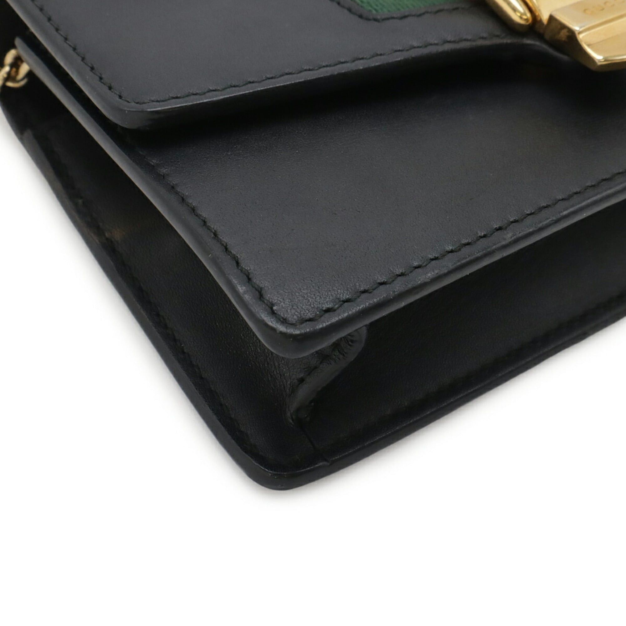 Gucci GUCCI Sylvie Web Line Mini Chain Shoulder Bag, Pouch, Clutch Leather, Black, 494646 Size ONE SIZE - 4 Thumbnail