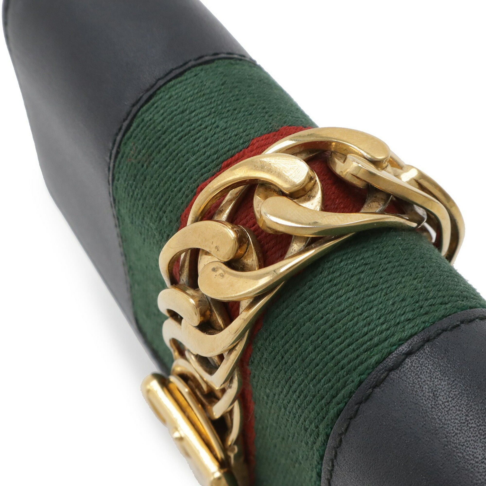 Gucci GUCCI Sylvie Web Line Mini Chain Shoulder Bag, Pouch, Clutch Leather, Black, 494646 Size ONE SIZE - 5 Thumbnail