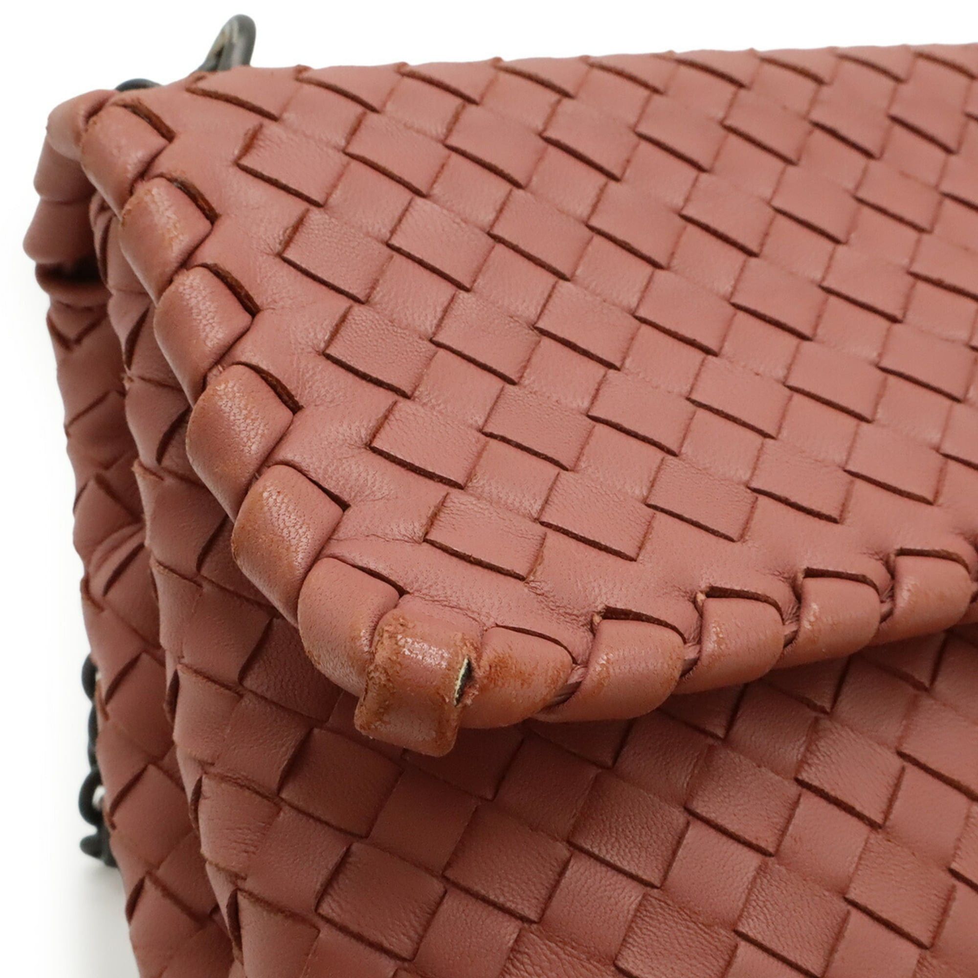 Bottega Veneta BOTTEGA VENETA Olympia Intrecciato Small Shoulder Bag, Chain Strap, Leather, Pink, 386498 Size ONE SIZE - 10 Thumbnail
