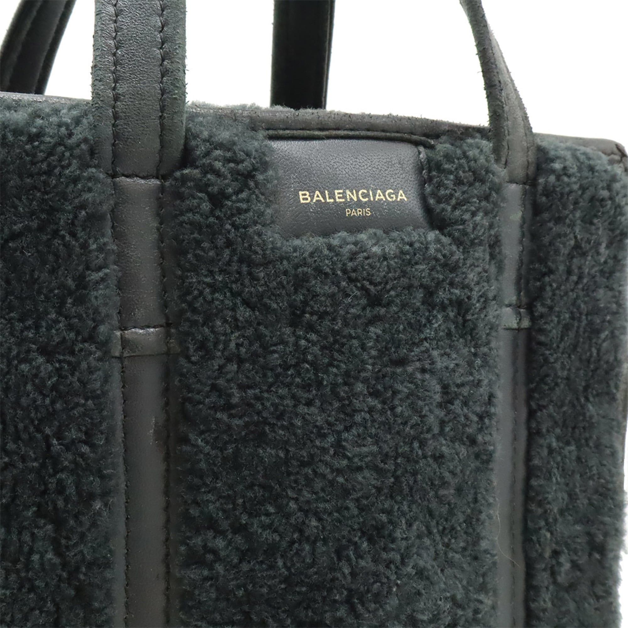 Balenciaga BALENCIAGA Bazaar Shopper XS Handbag Shoulder Bag Leather Shearling Black 452458 Size ONE SIZE - 10 Thumbnail
