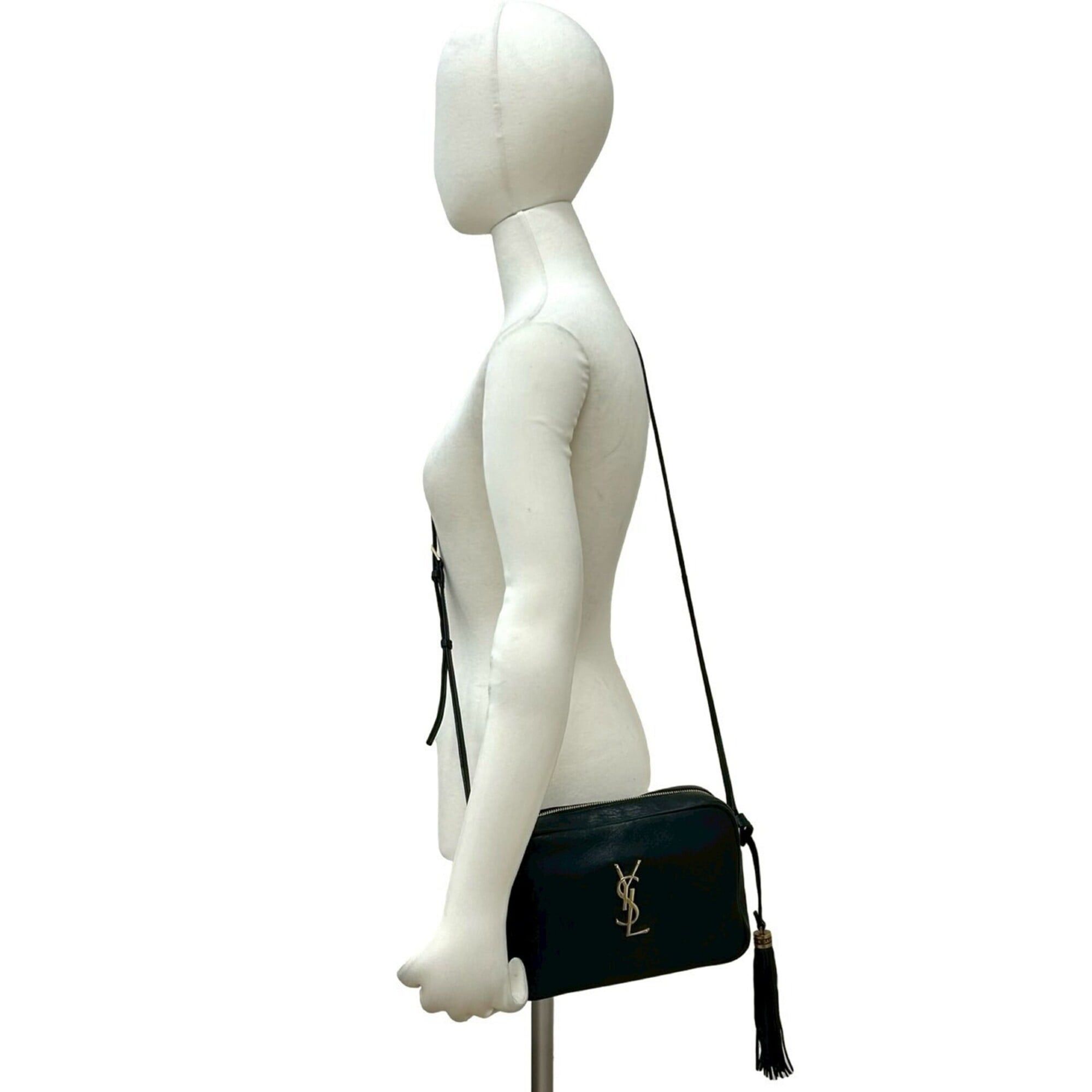 Saint Laurent Paris Yves Saint Laurent PARIS YSL Logo Hardware Leather Tassel Mini Shoulder Bag Pouch Black gj9-3 Size ONE SIZE - 2 Thumbnail