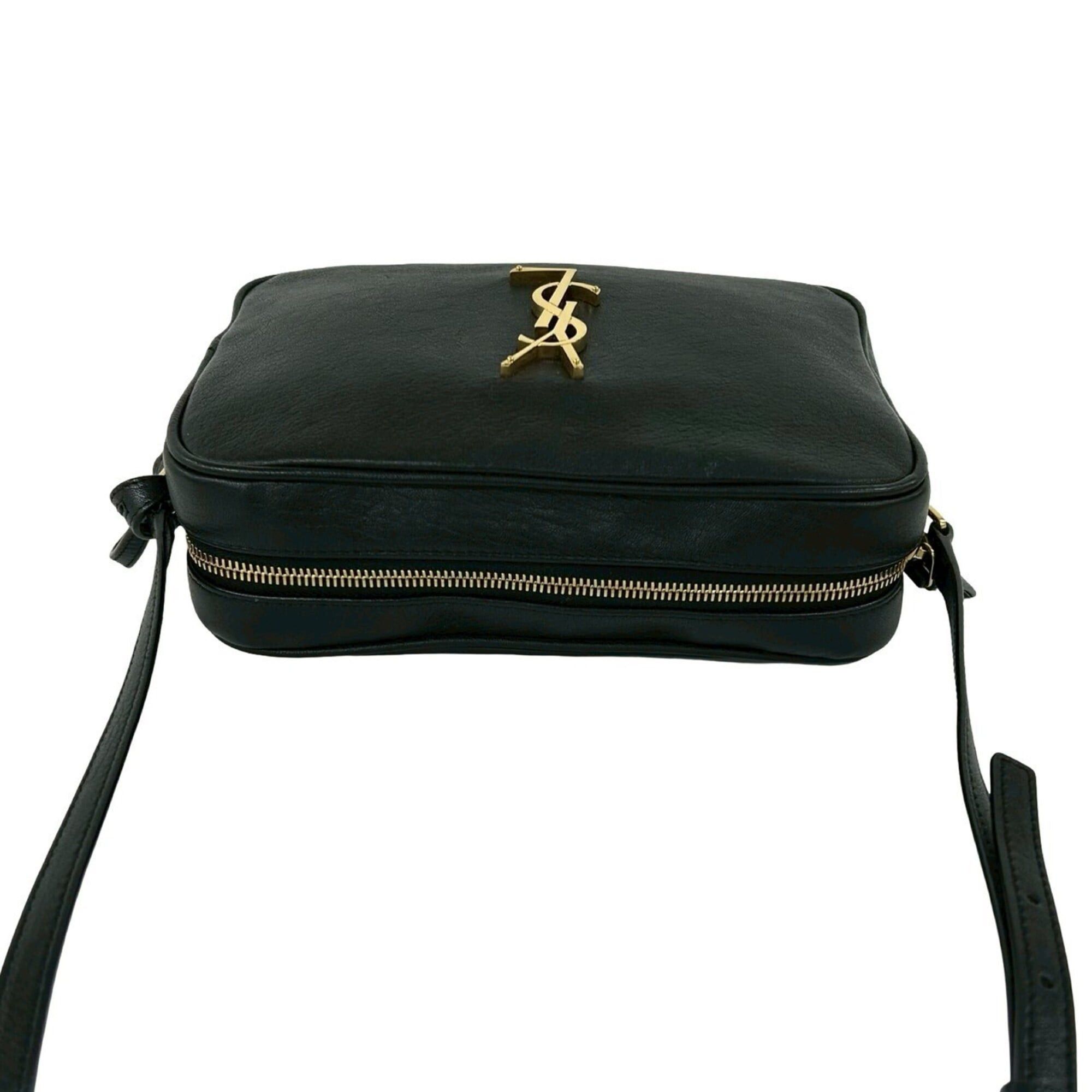 Saint Laurent Paris Yves Saint Laurent PARIS YSL Logo Hardware Leather Tassel Mini Shoulder Bag Pouch Black gj9-3 Size ONE SIZE - 4 Thumbnail