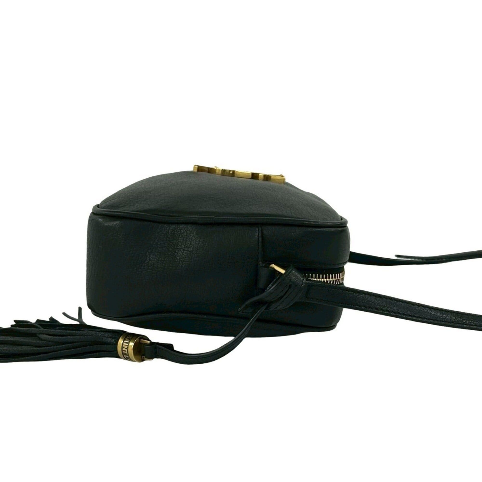 Saint Laurent Paris Yves Saint Laurent PARIS YSL Logo Hardware Leather Tassel Mini Shoulder Bag Pouch Black gj9-3 Size ONE SIZE - 6 Thumbnail