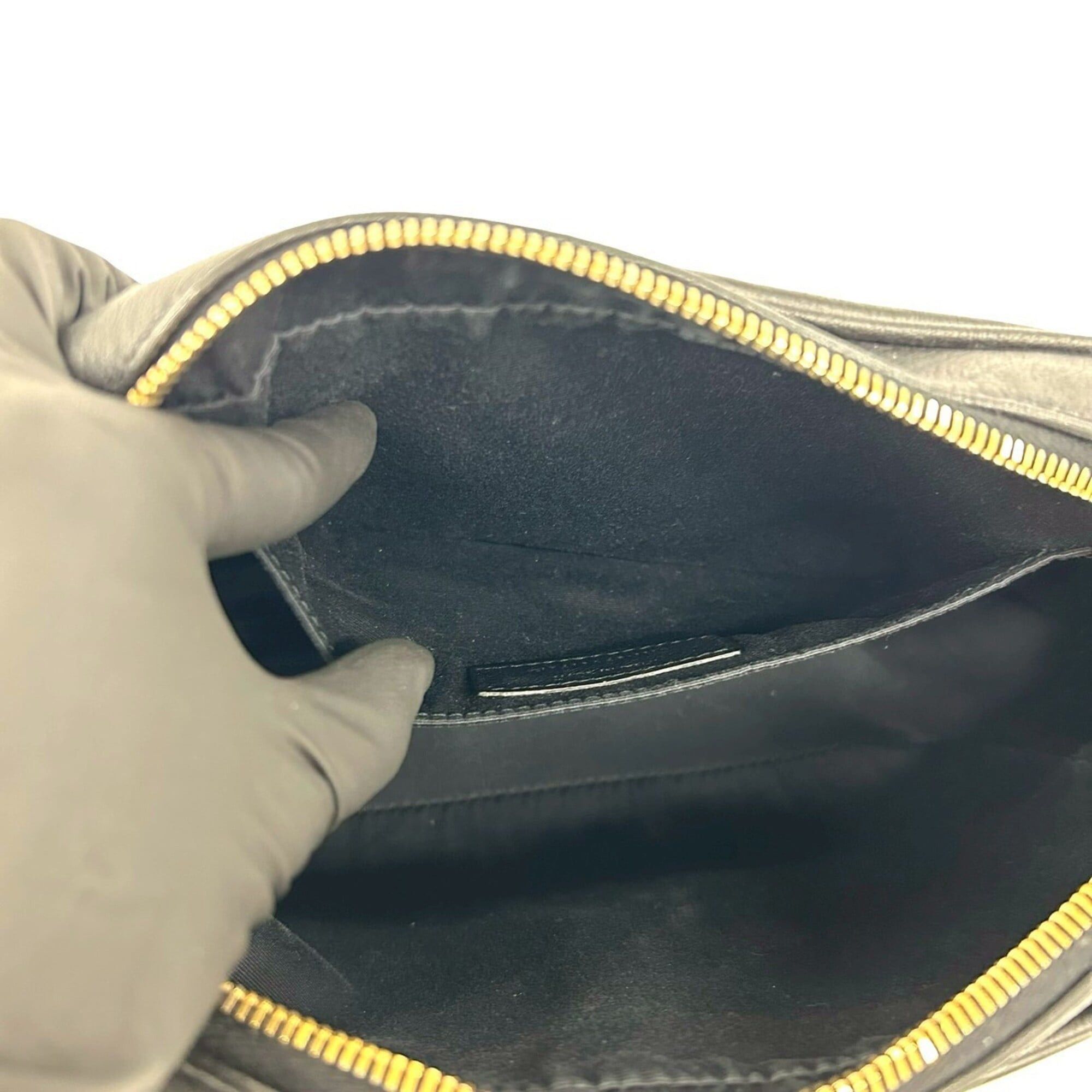Saint Laurent Paris Yves Saint Laurent PARIS YSL Logo Hardware Leather Tassel Mini Shoulder Bag Pouch Black gj9-3 Size ONE SIZE - 10 Thumbnail