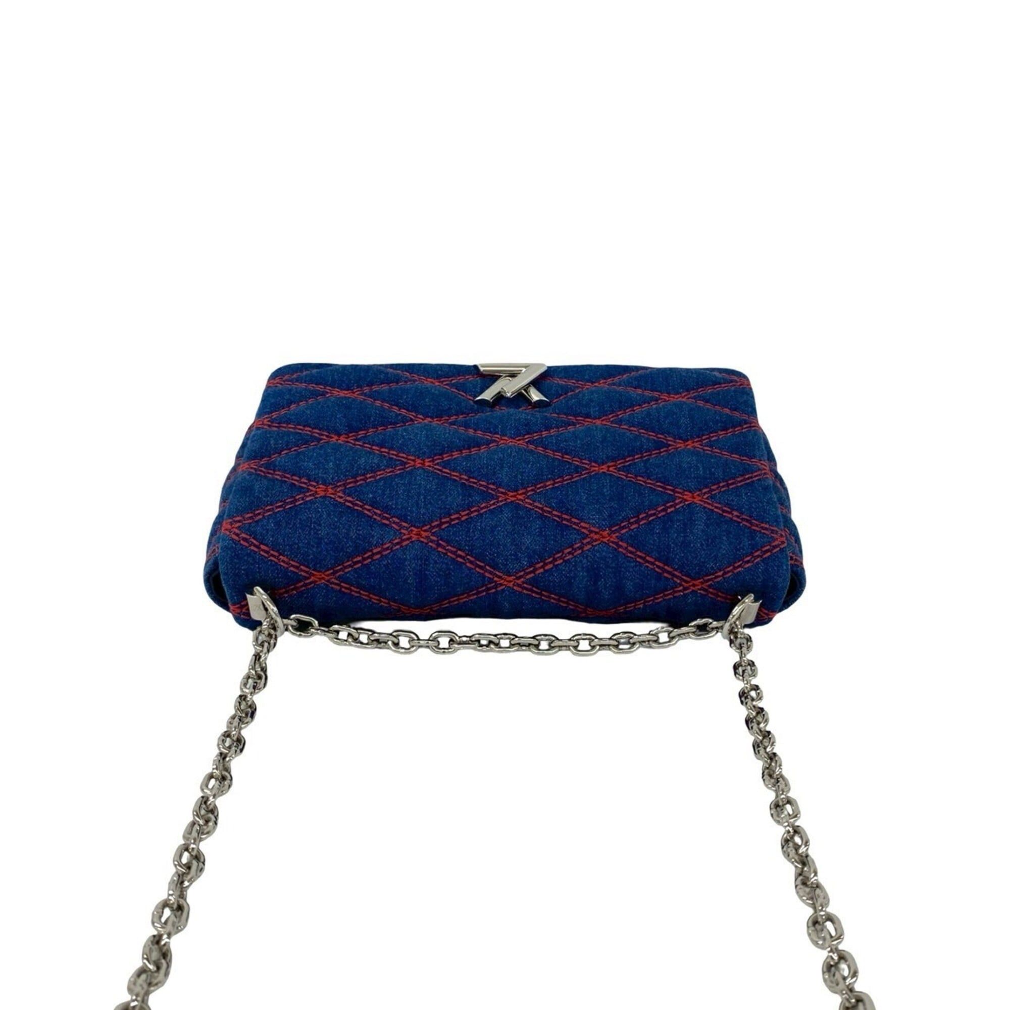 Louis Vuitton LOUIS VUITTON Maltage Quilted Denim Turnlock Chain Semi Shoulder Bag Blue i2148 Size ONE SIZE - 4 Thumbnail