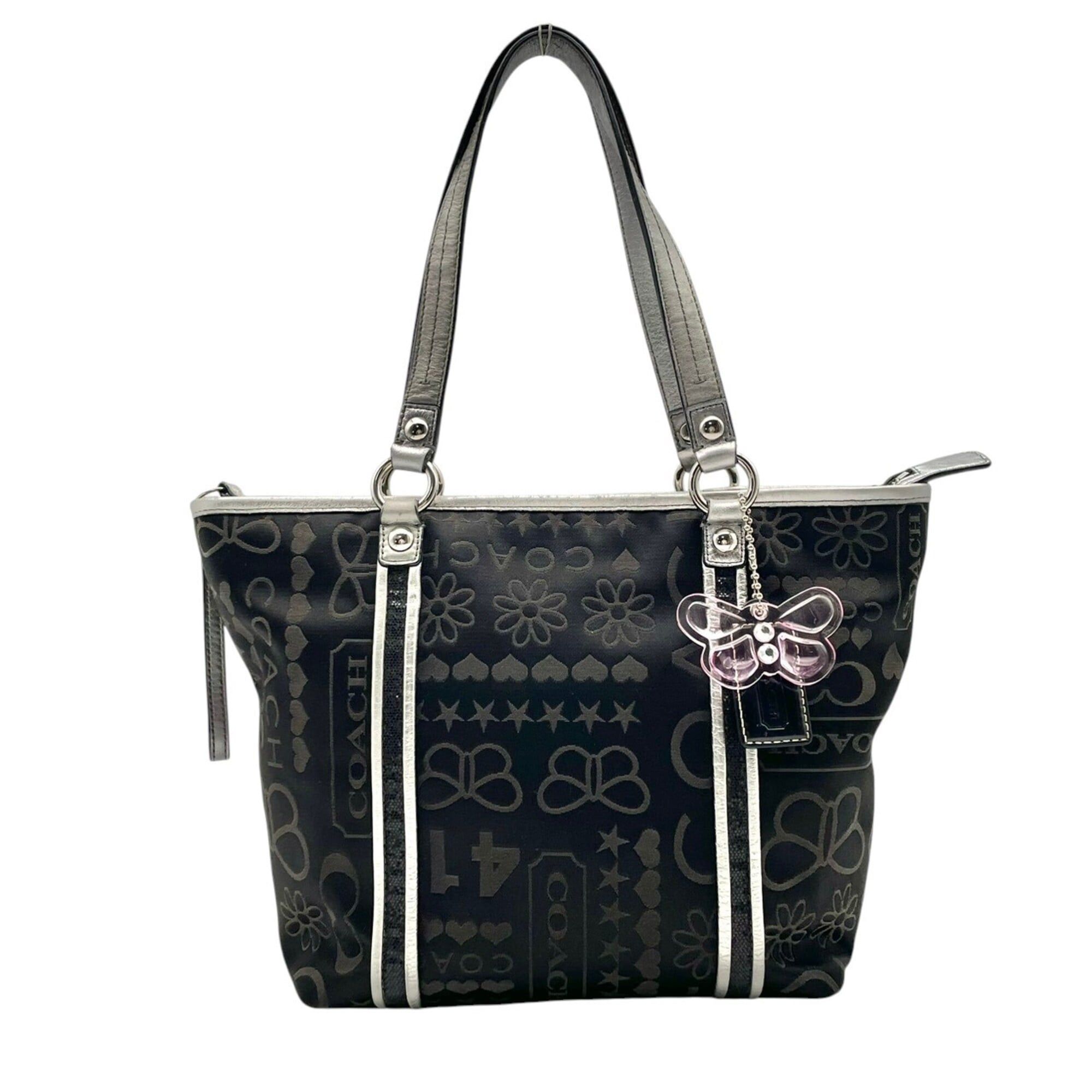 Coach tote bag, one-shoulder style, signature canvas and leather 