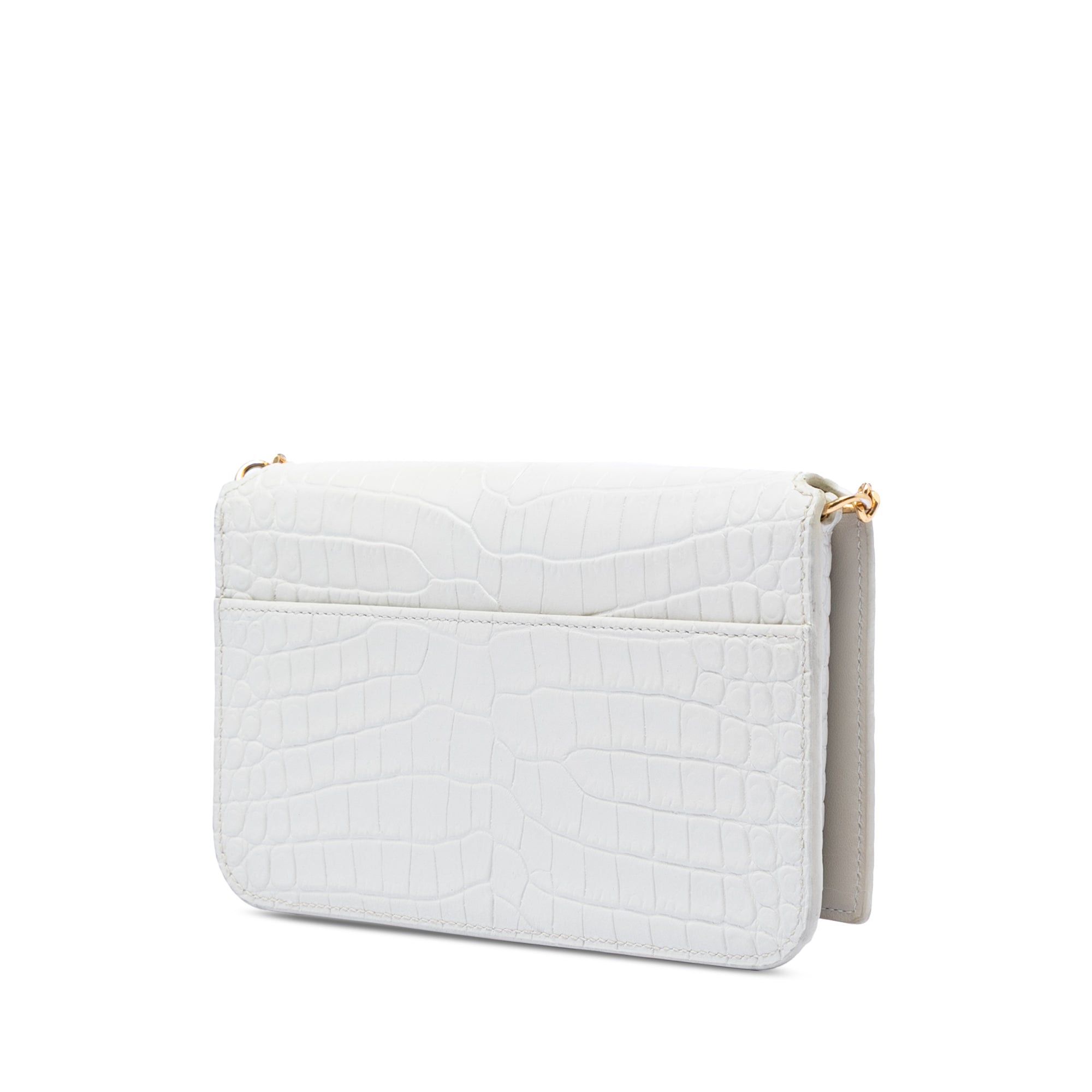 Saint Laurent Paris Croc Embossed Leather Monogram Cassandre Crossbody Size ONE SIZE - 2 Thumbnail