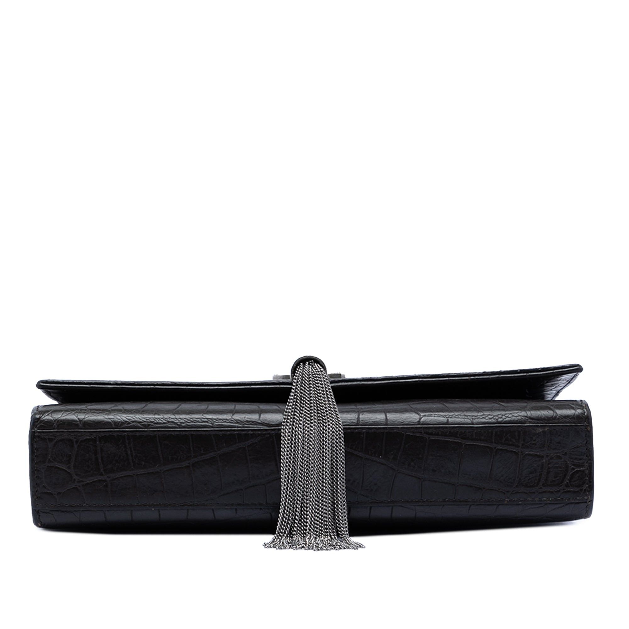 Saint Laurent Paris Medium Croc Embossed Leather Kate Tassel Crossbody Size ONE SIZE - 3 Thumbnail