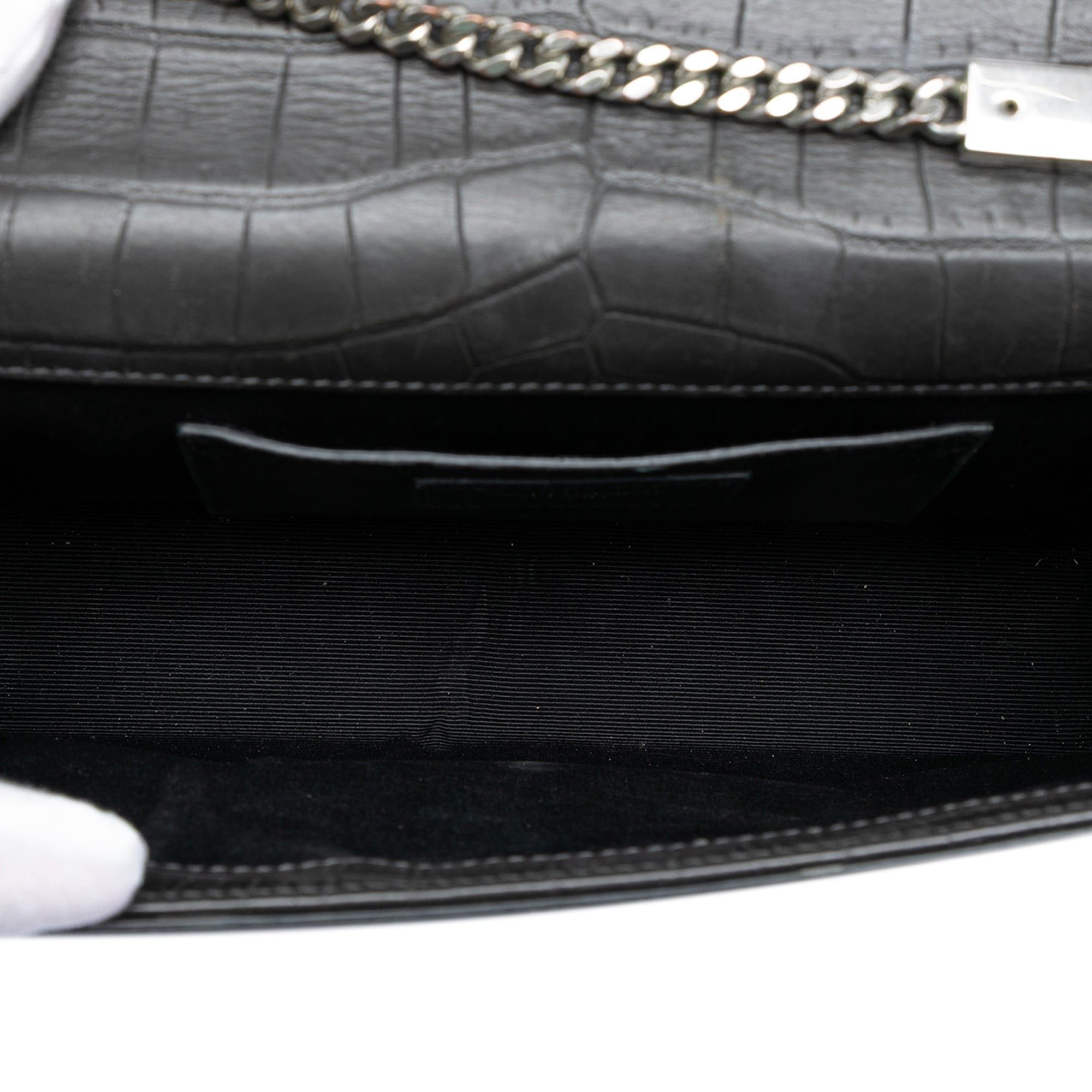 Saint Laurent Paris Medium Croc Embossed Leather Kate Tassel Crossbody Size ONE SIZE - 4 Thumbnail