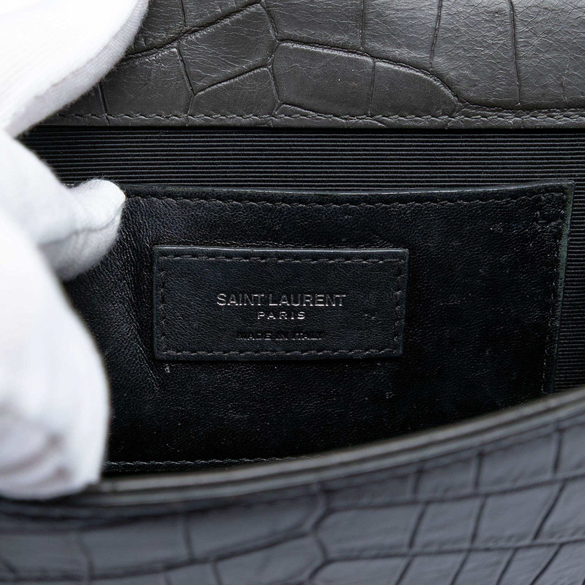 Saint Laurent Paris Medium Croc Embossed Leather Kate Tassel Crossbody Size ONE SIZE - 5 Thumbnail