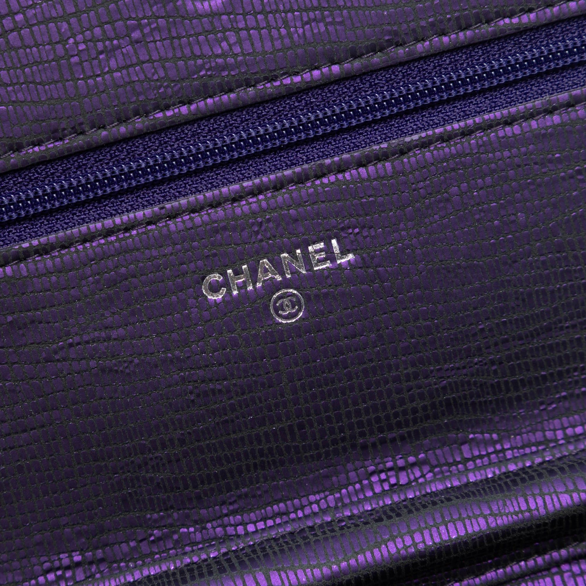 Chanel CC Metallic Crackling Lizard Printed Leather Wallet on Chain Size ONE SIZE - 5 Thumbnail