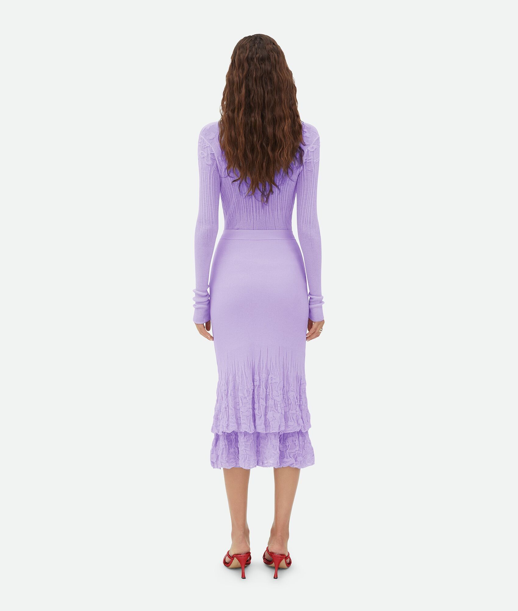 Bottega Veneta cotton flowers 2 In 1 midi skirt purple Size 26" / US 2 / IT 38 - 3 Thumbnail