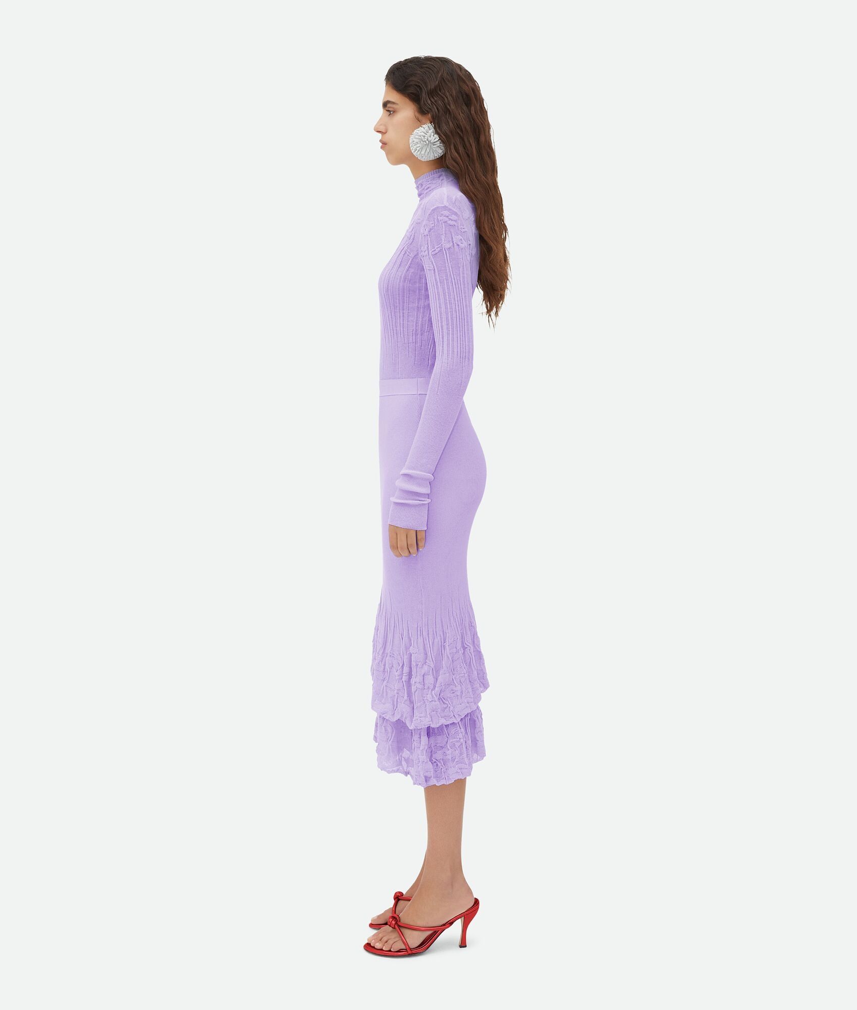 Bottega Veneta cotton flowers 2 In 1 midi skirt purple Size 26" / US 2 / IT 38 - 2 Thumbnail