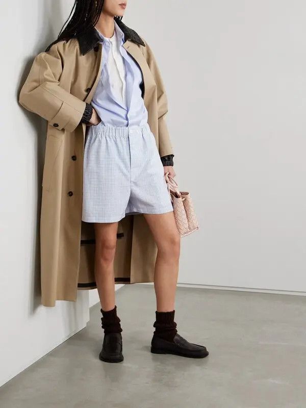 Bottega Veneta cotton linen check shorts Size 24" / US 00 / IT 34 - 2 Thumbnail