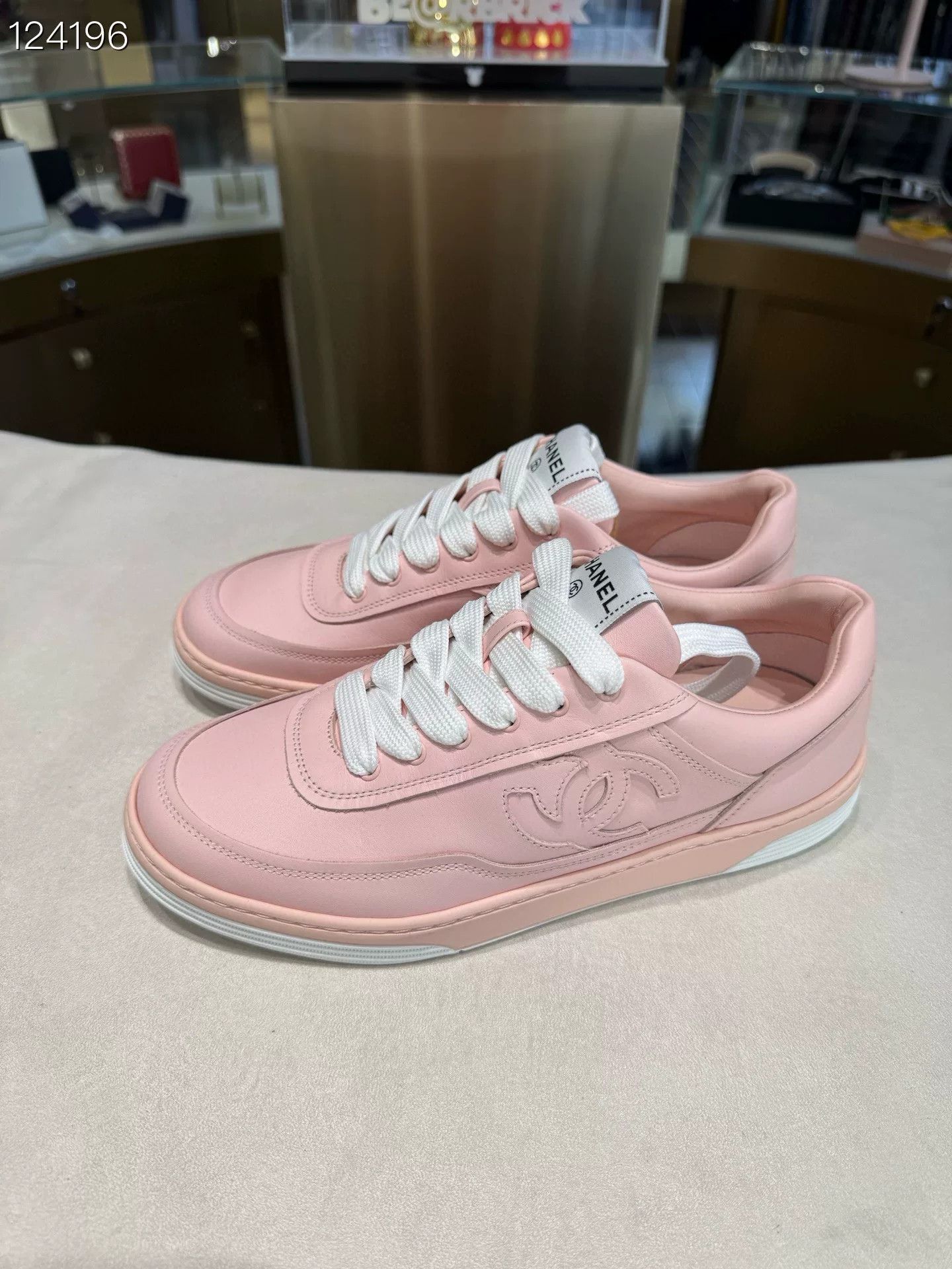 Chanel Chanel Pink Leather Sneakers Size US 7 / IT 37 - 2 Thumbnail