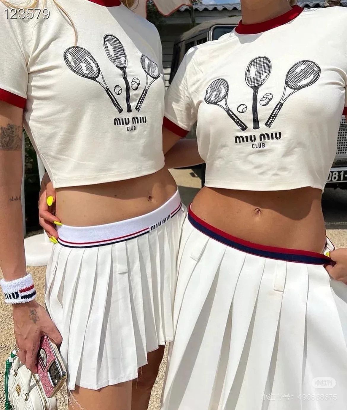 Miu Miu Miu Miu White Striped Logo Pleated Tennis Skirt Size 36" / US 14 / IT 50 - 7 Thumbnail