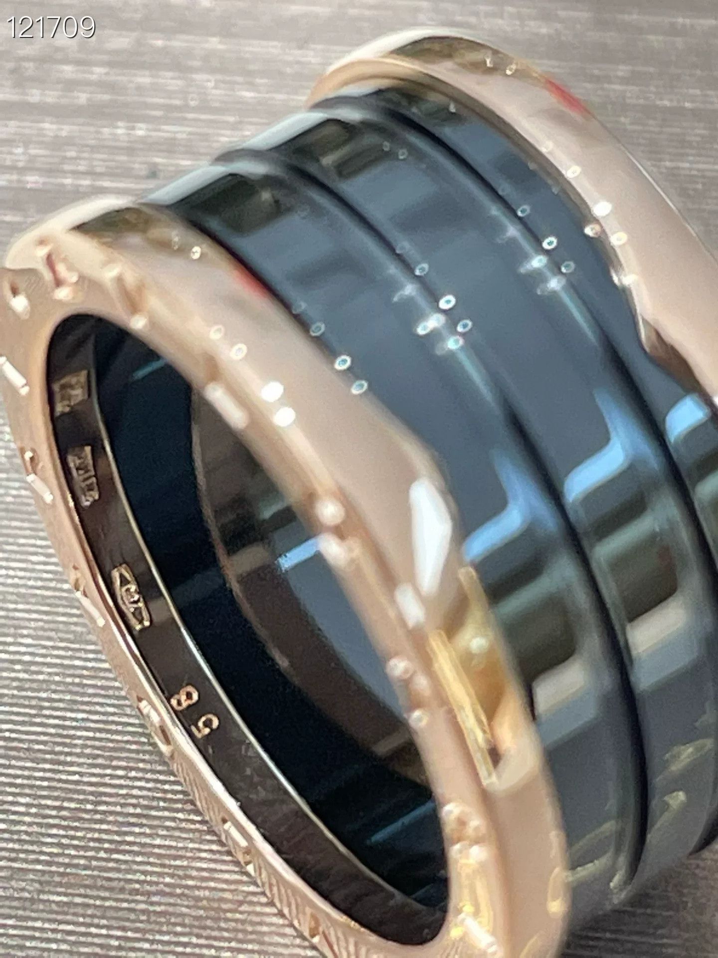 Bvlgari Bvlgari Black Ceramic Rose Gold Spring Ring Size ONE SIZE - 5 Thumbnail