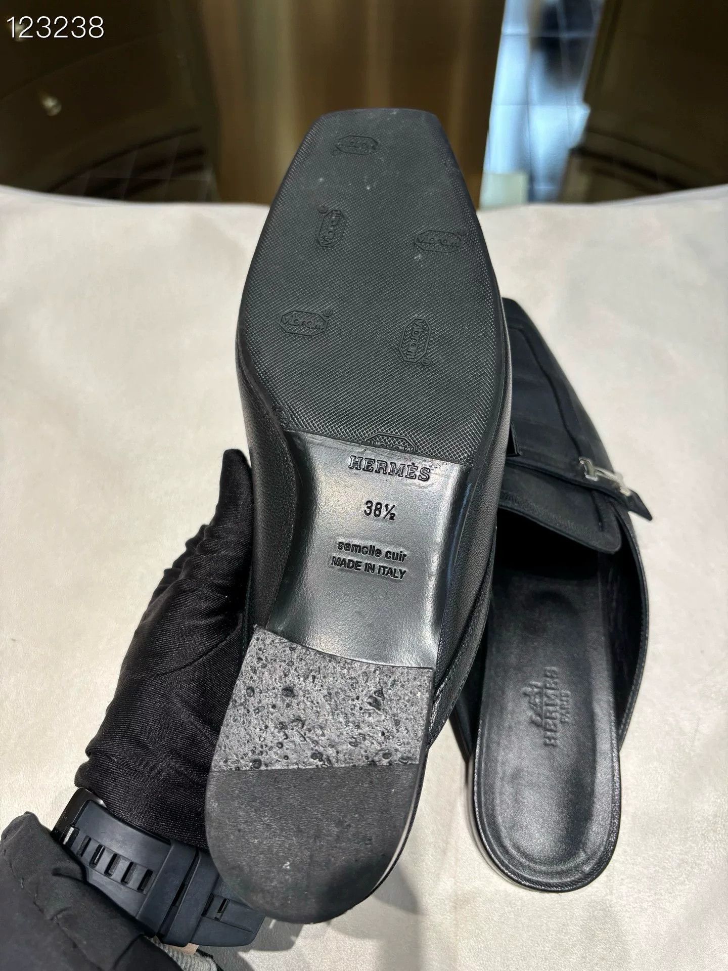 Hermes Hermès Women's Black Silver Mules Size US 7.5 / IT 37.5 - 5 Thumbnail