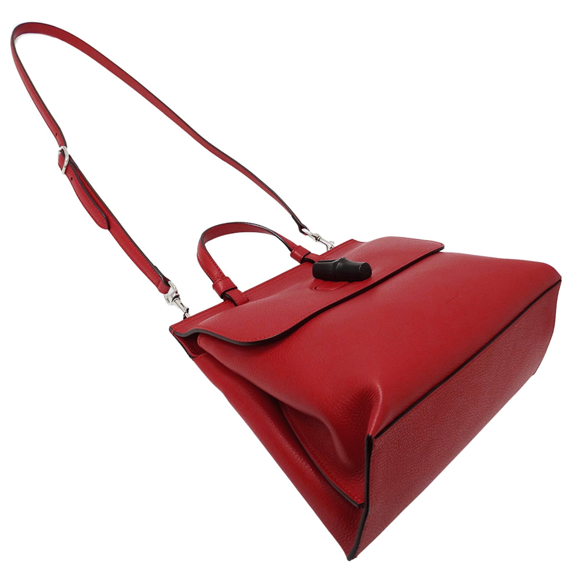 Gucci Gucci Women's Handbag, Brand Handbag/Shoulder Bag, 2-way, Bamboo Leather, Red, 392013 Red Size ONE SIZE - 4 Thumbnail