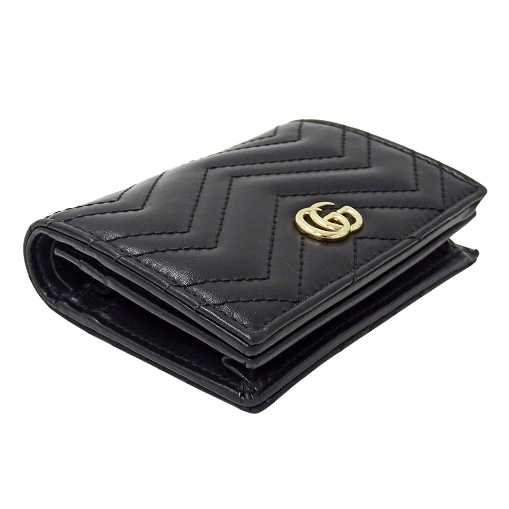 Gucci Gucci Wallet for Women and Men, Brand Name, Bi-fold Wallet, GG Marmont Leather, Black, 466492, Quilted, Mini Size ONE SIZE - 3 Thumbnail