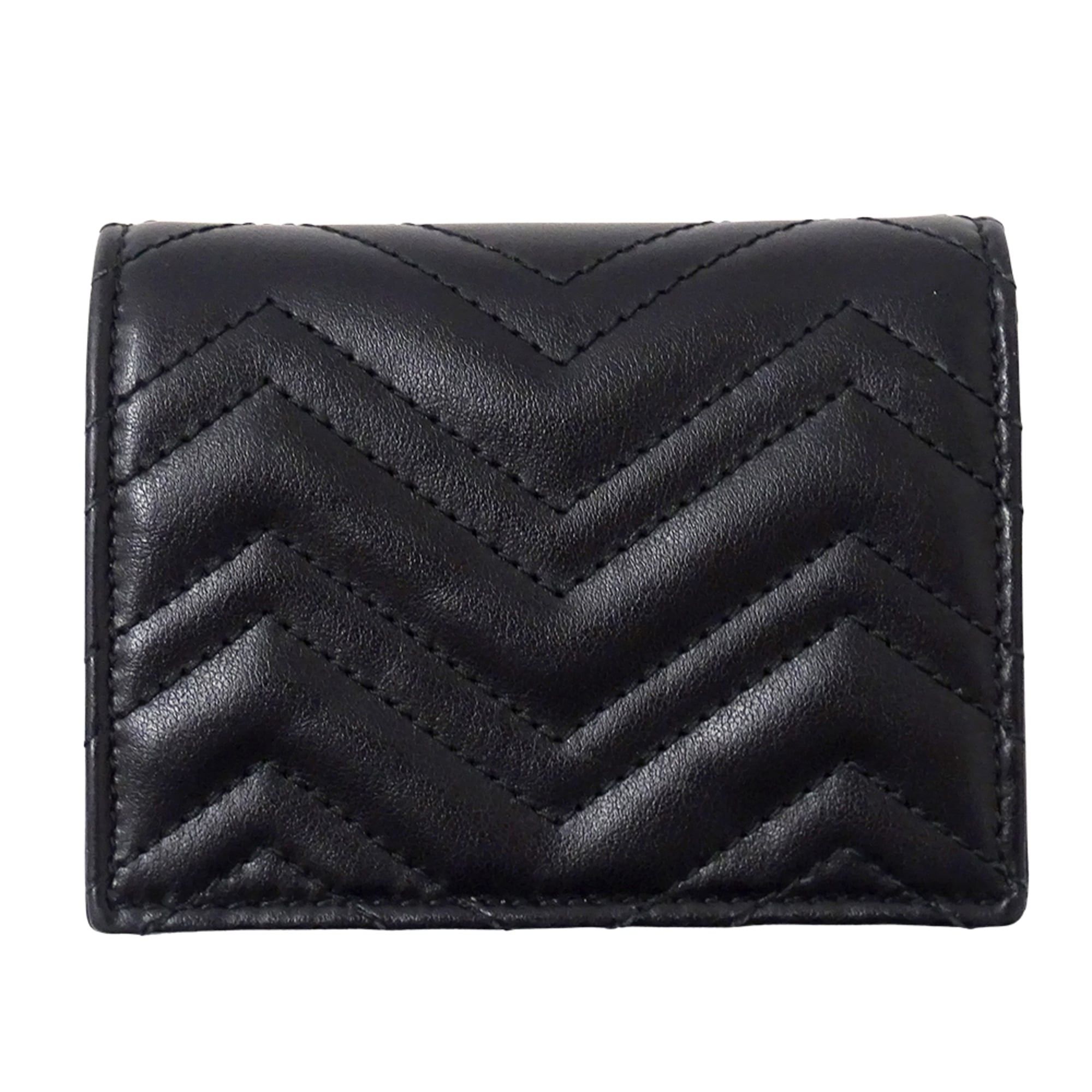 Gucci Gucci Wallet for Women and Men, Brand Name, Bi-fold Wallet, GG Marmont Leather, Black, 466492, Quilted, Mini Size ONE SIZE - 2 Thumbnail