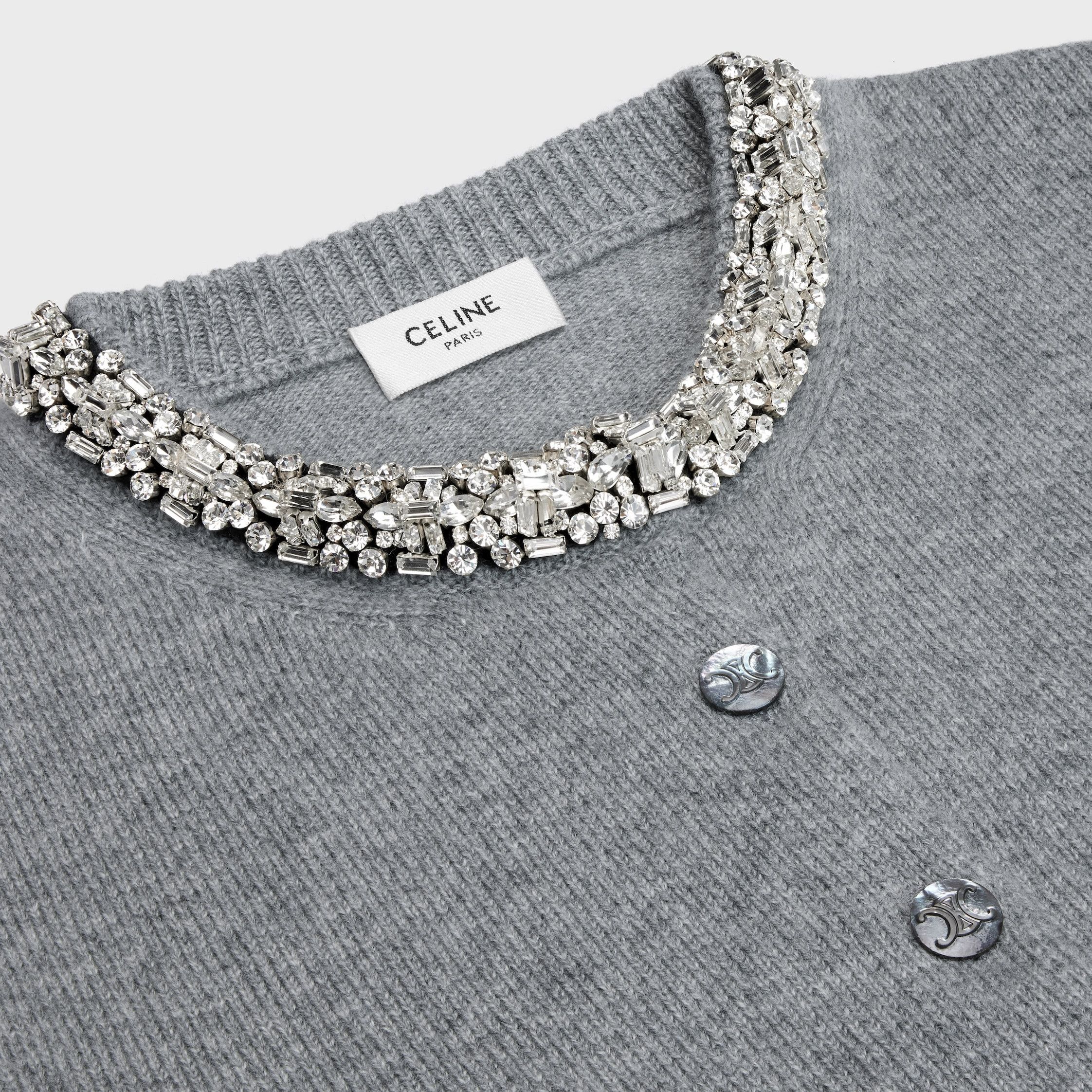 Celine embroidered cropped cardigan in cashmere medium grey Size S / US 4 / IT 40 - 3 Thumbnail