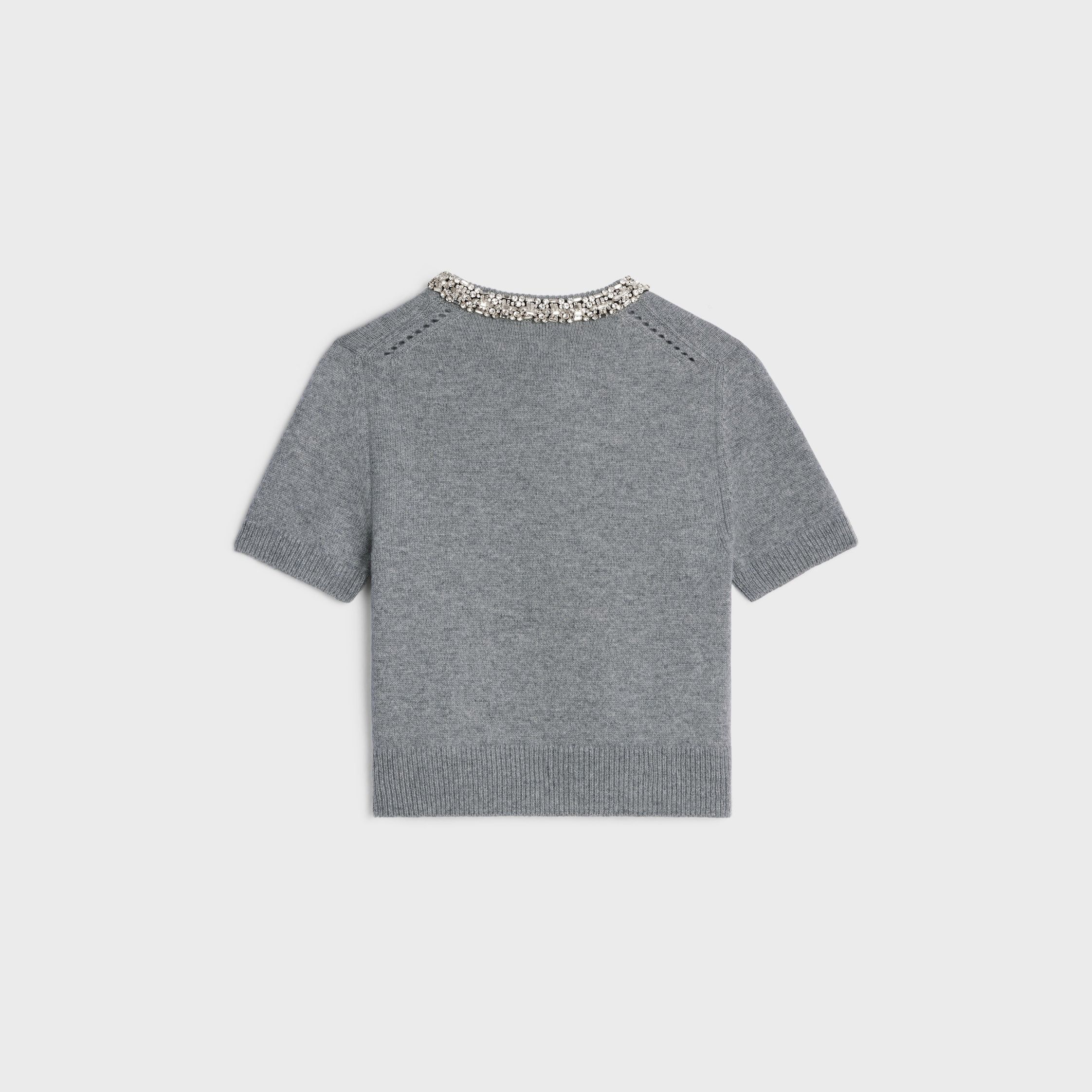 Celine embroidered cropped cardigan in cashmere medium grey Size L / US 10 / IT 46 - 2 Thumbnail