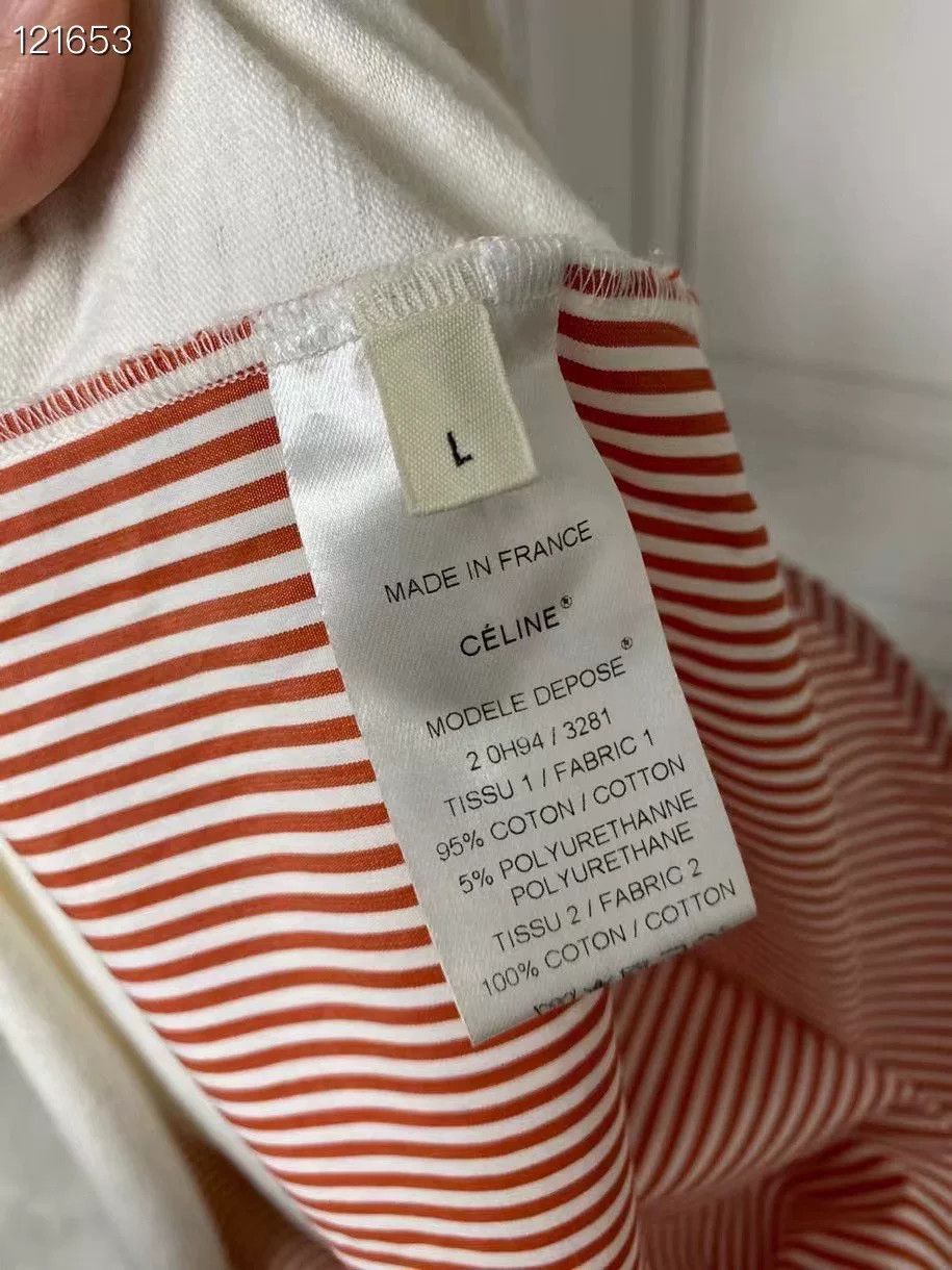 Celine Celine Striped Short-Sleeve Top Size L / US 10 / IT 46 - 4 Thumbnail