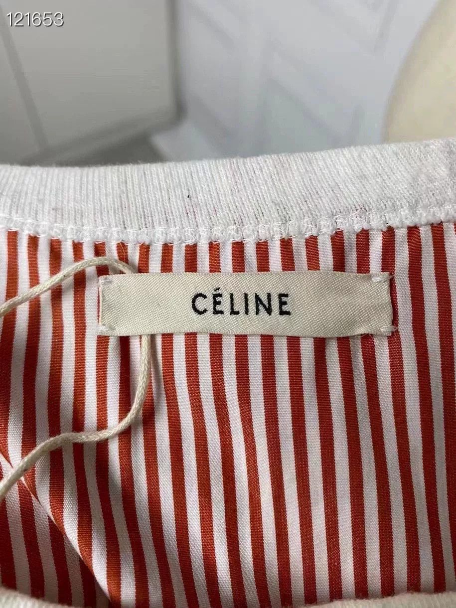 Celine Celine Striped Short-Sleeve Top Size L / US 10 / IT 46 - 3 Thumbnail