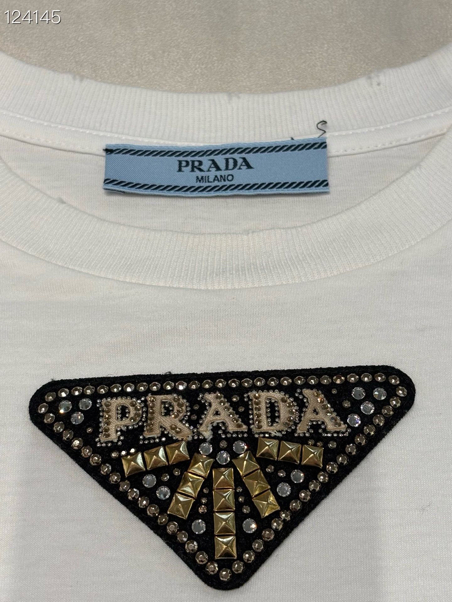 Prada PRADA Rivet Triangle Logo Drop Shoulder T-Shirt Size S / US 4 / IT 40 - 3 Thumbnail