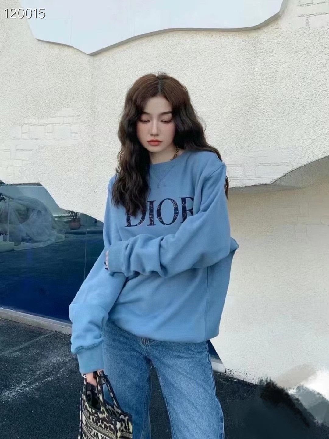 Dior Dior Big Logo Print Haze Blue Sweatshirt M Size US M / EU 48-50 / 2 - 6 Thumbnail