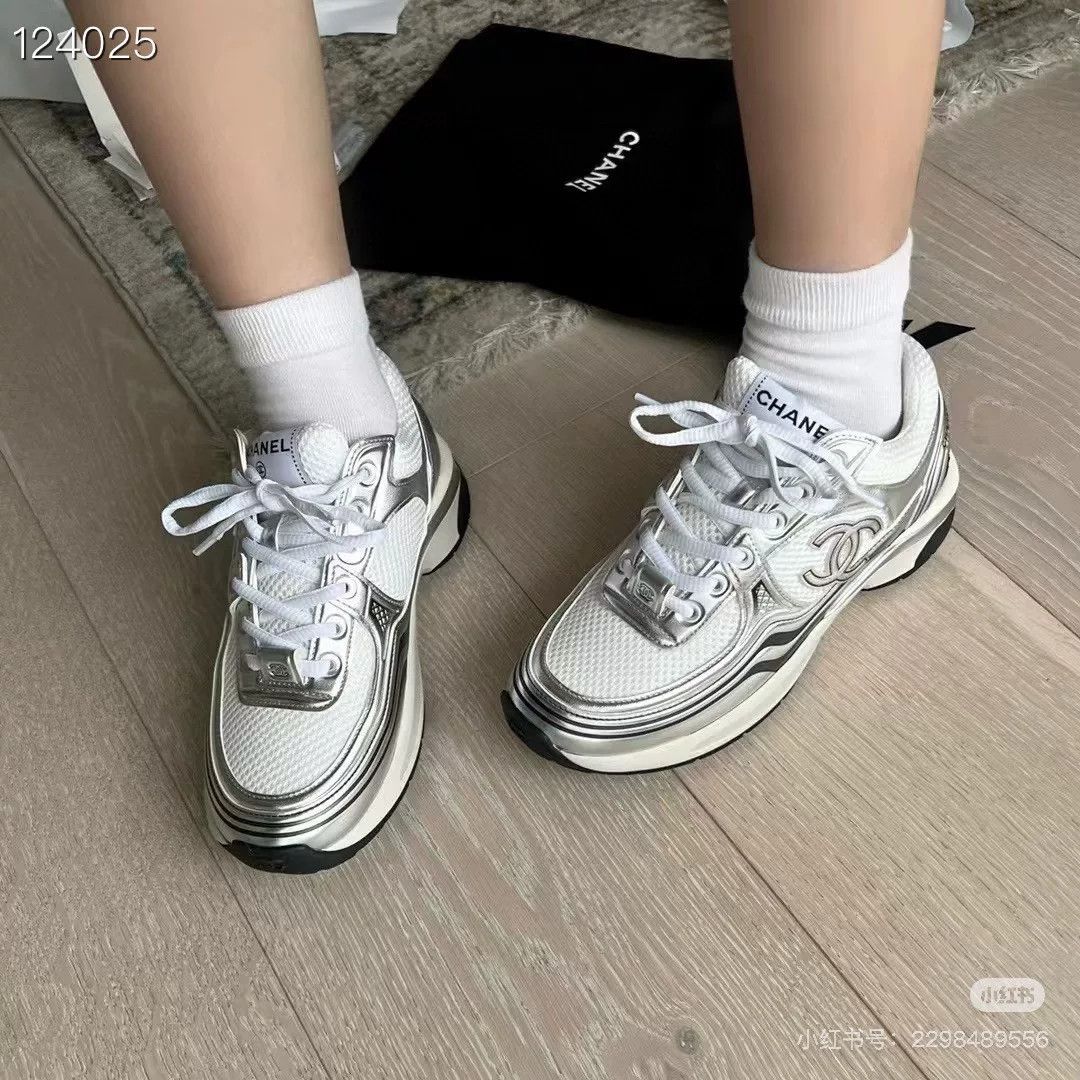 Chanel Chanel Silver Women's Sneakers Size US 8 / IT 38 - 7 Thumbnail
