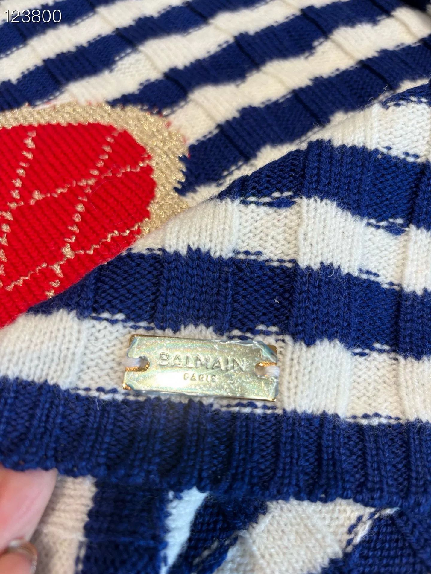 Balmain Balmain Red Heart Blue White Stripe Cashmere Top Size S / US 4 / IT 40 - 5 Thumbnail