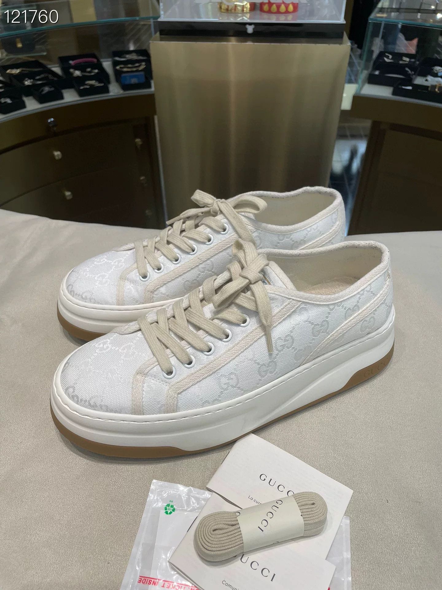 Gucci Gucci White Canvas Double G Thick Sole Shoes Size US 8 / EU 41 - 2 Thumbnail
