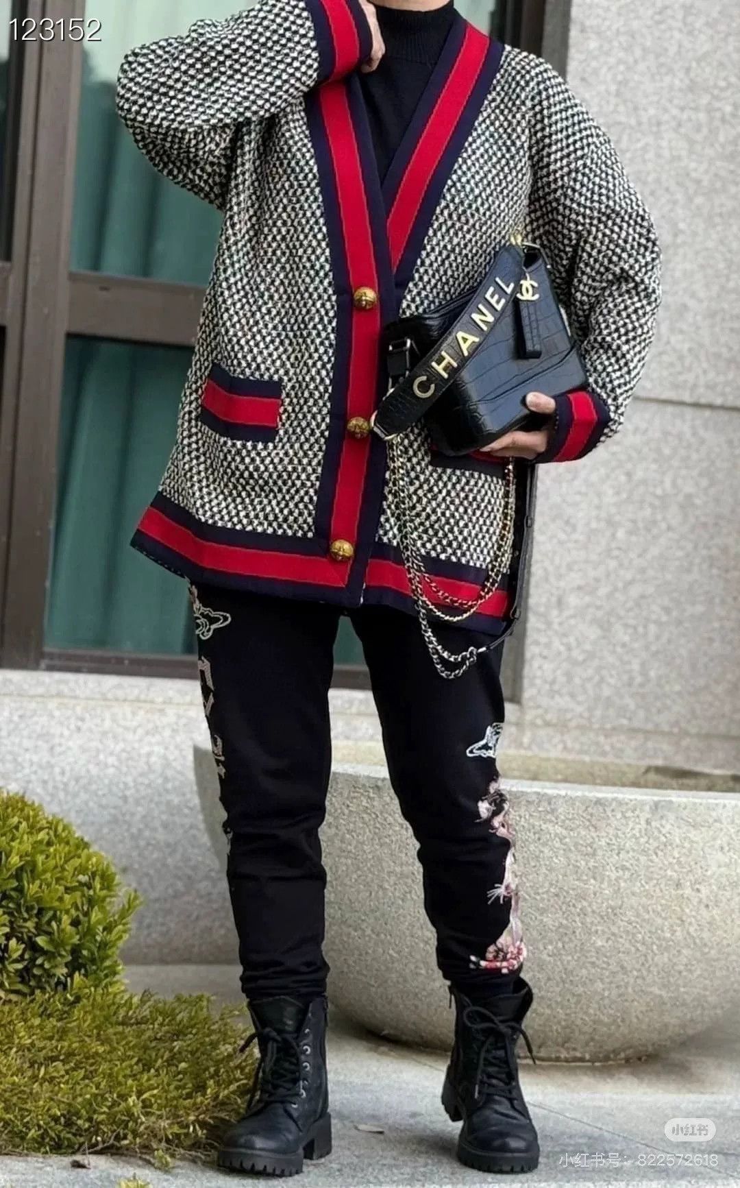 Gucci Gucci Red Blue Striped Tweed Coat Size S / US 4 / IT 40 - 6 Thumbnail