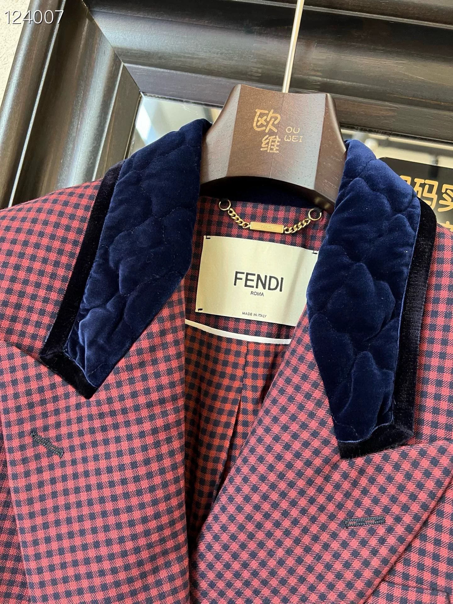 Fendi Fendi Red Blue Houndstooth Suit Set Size XS / US 0-2 / IT 36-38 - 2 Thumbnail