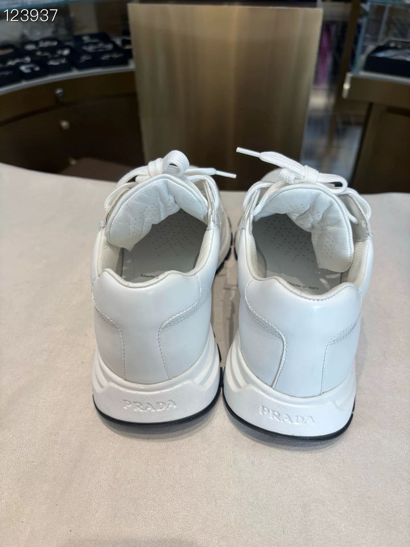 Prada Prada Triangle Logo Leather White Sneakers Size US 6.5 / EU 39-40 - 5 Thumbnail
