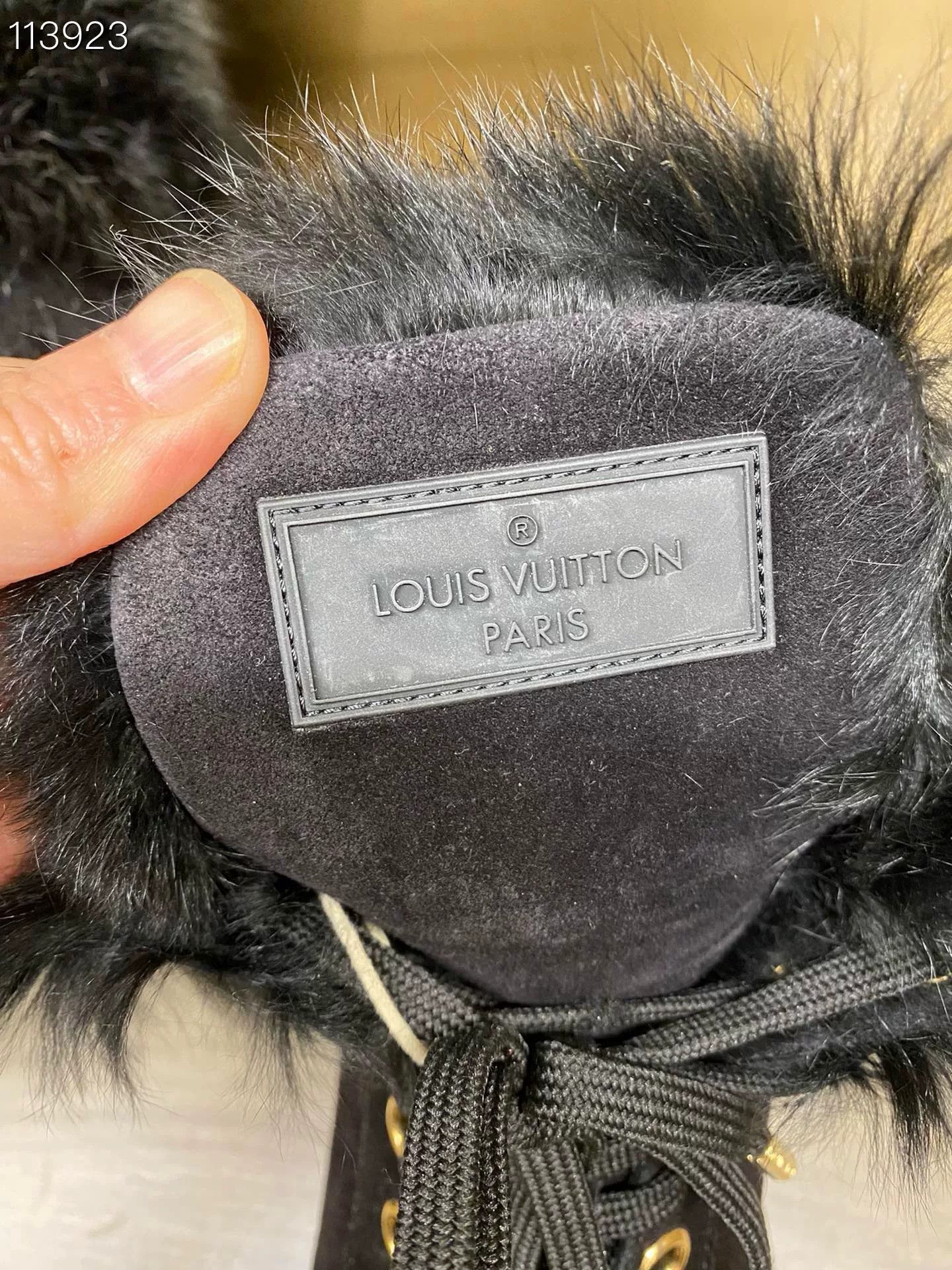 Louis Vuitton LV x074010 Black Wedge Fur Boots Size US 4 / IT 34 - 2 Thumbnail