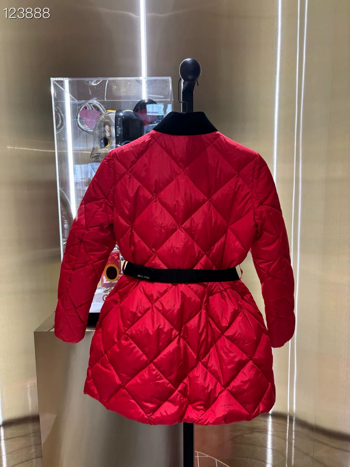 Miu Miu Miu Miu Runway Red Quilted Mid-Length Down Jacket Size S / US 4 / IT 40 - 2 Thumbnail
