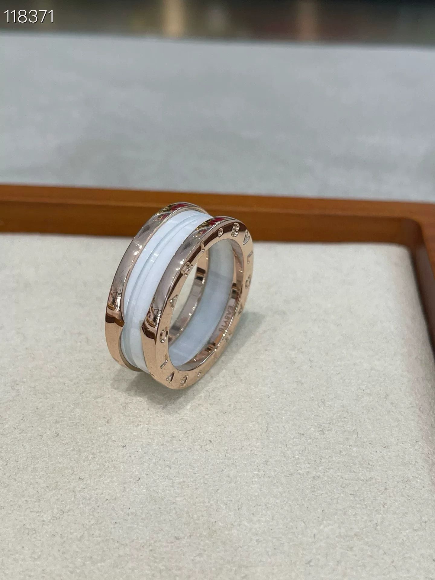 Bvlgari Bulgari White Ceramic Rose Gold Ring Size 59 Size ONE SIZE - 2 Thumbnail