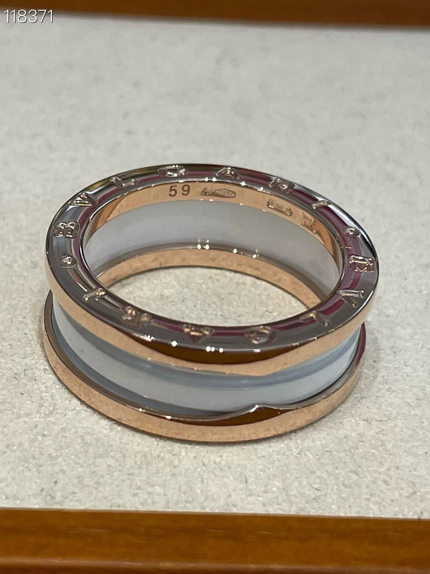 Bvlgari Bulgari White Ceramic Rose Gold Ring Size 59 Size ONE SIZE - 3 Thumbnail