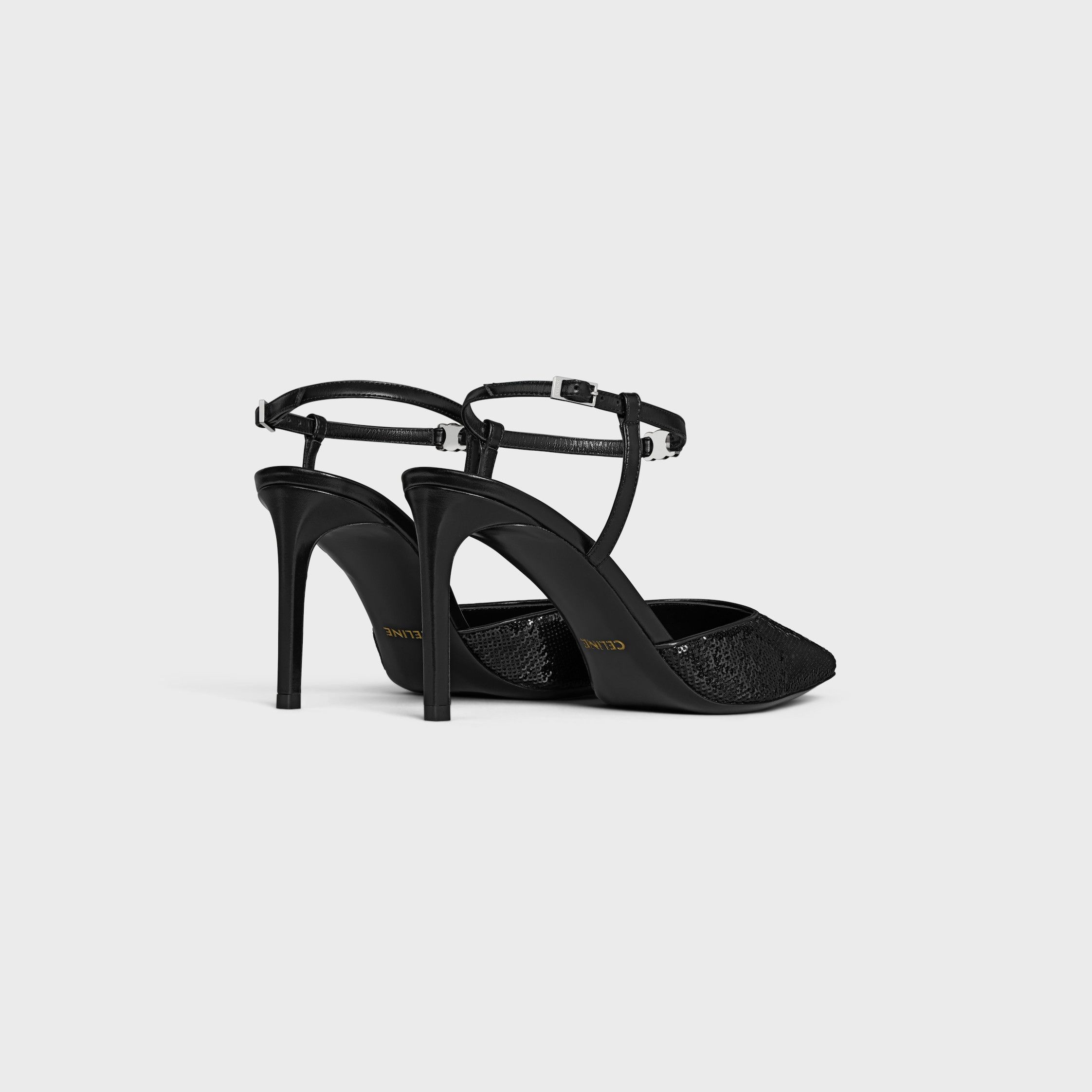 Celine celine kitten triomphe strap pump in sequins&calfskin black Size US 12 / IT 42 - 3 Thumbnail