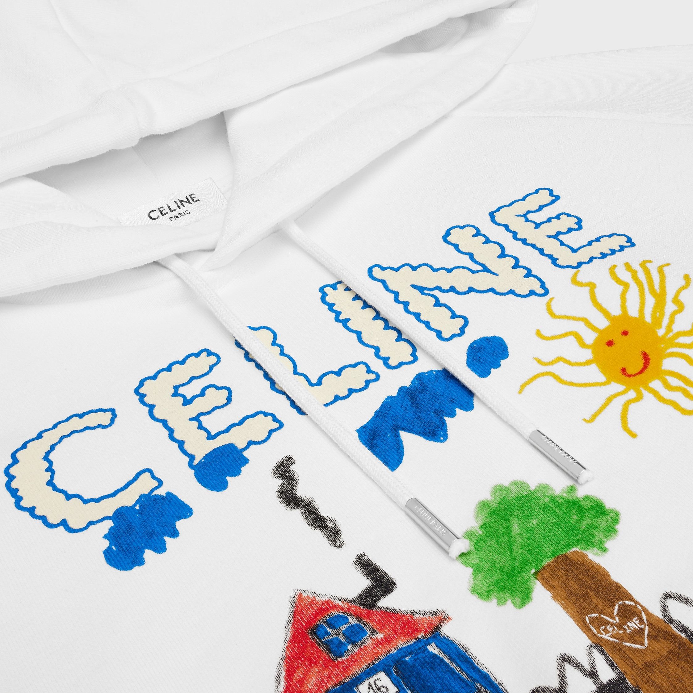 Celine 70's hoodie in cotton fleece white/multicolor Size XXL / US 16-18 / IT 52-54 - 3 Thumbnail