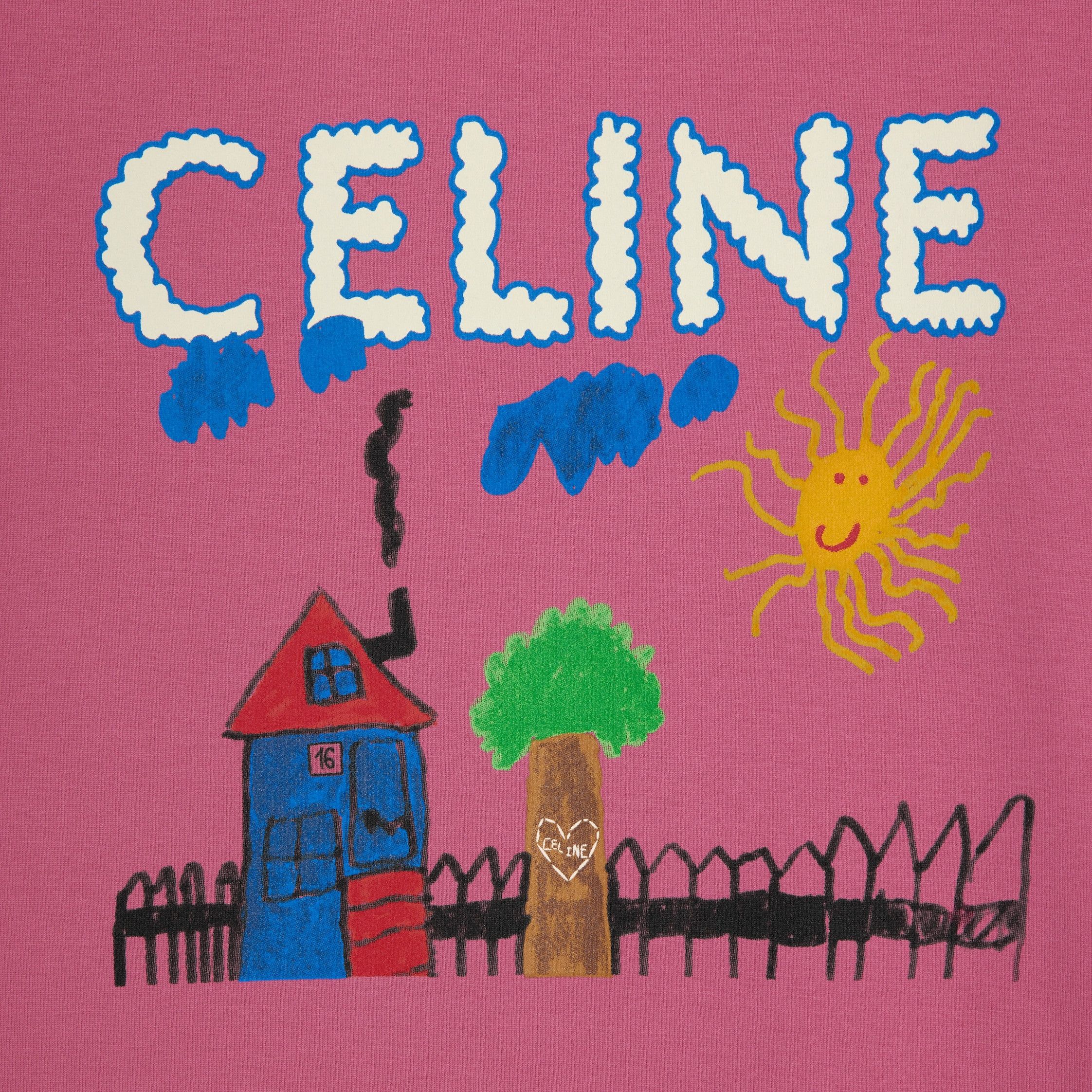 Celine loose t-shirt in cotton jersey dark pink/multicolor Size M / US 6-8 / IT 42-44 - 2 Thumbnail